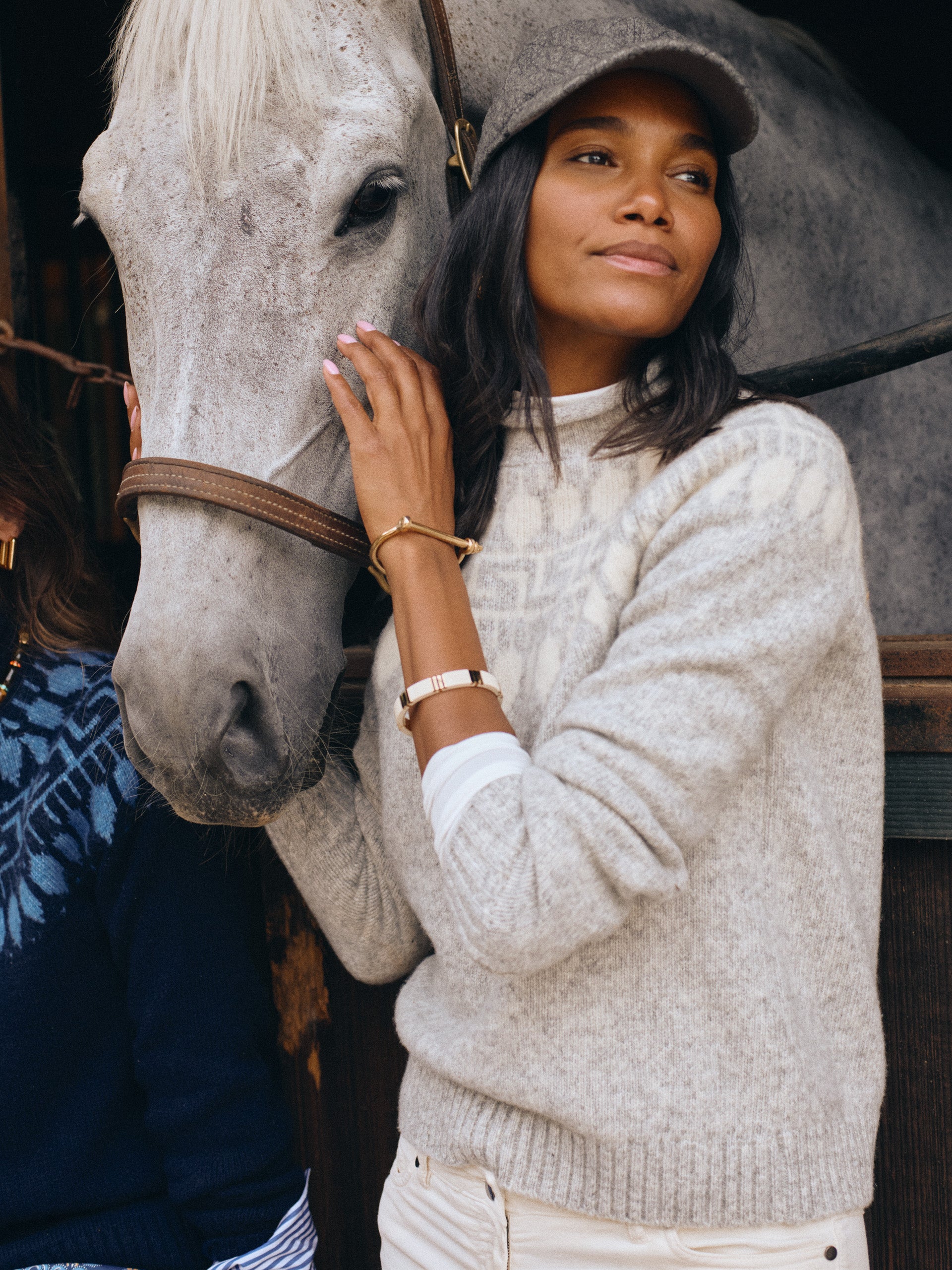 J.McLaughlin Jeanette sweater in light heather gray/off white made with wool.