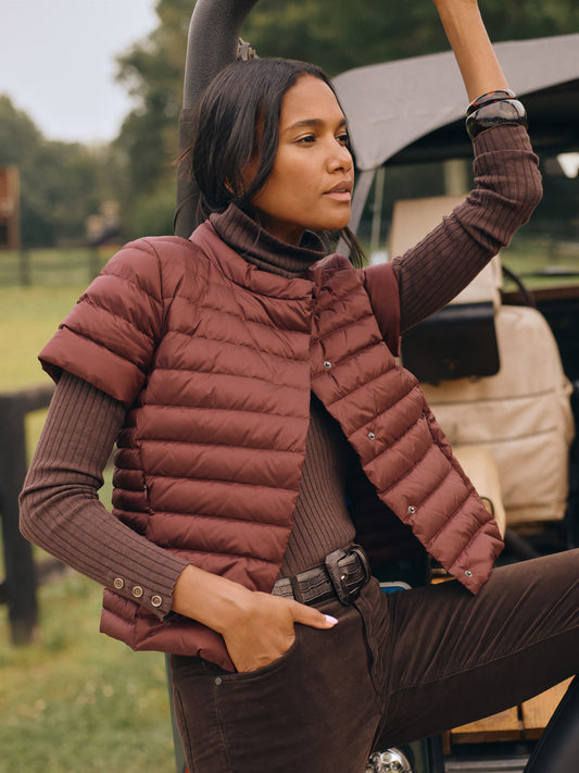 J.McLaughlin Kennedy jacket in wine made with nylon. 