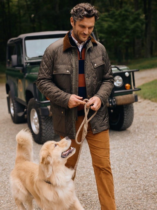 J.McLaughlin Trials jacket in dark olive made with nylon.