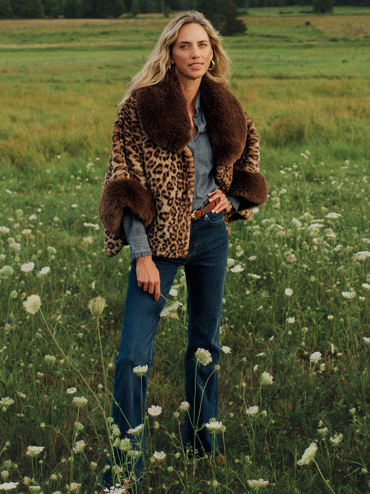 Andie Faux Fur Cape in Leopard