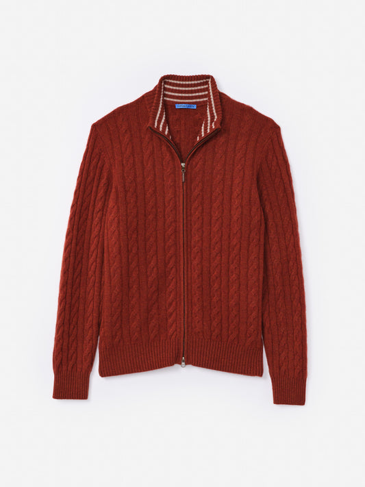 J.McLaughlin Lochside cardigan in heather rust made with cashmere.