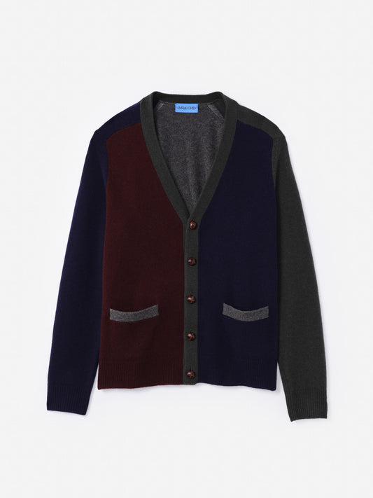 J.McLaughlin Pennant Cardigan in navy/multi made with wool and cashmere.