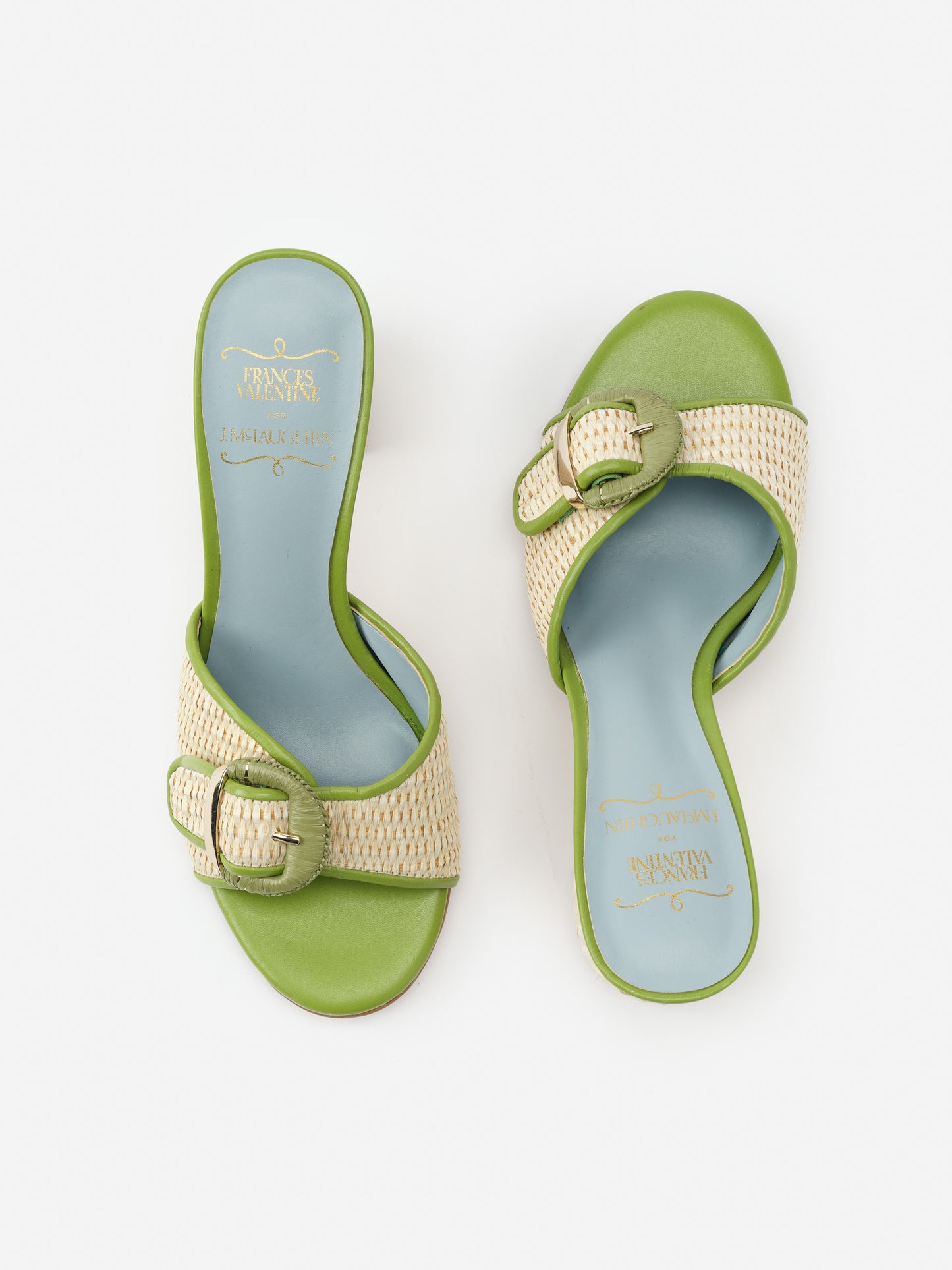 Taylor Heels by J.McLaughlin showcase effortlessly stylish design with woven details and soft green leather trim, embodying enduring designs and a legacy of timeless fashion. A destination for defining style. Life, Well-Lived.