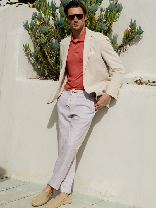 J.McLaughlin Callistair pants in white/beige made with linen. 
