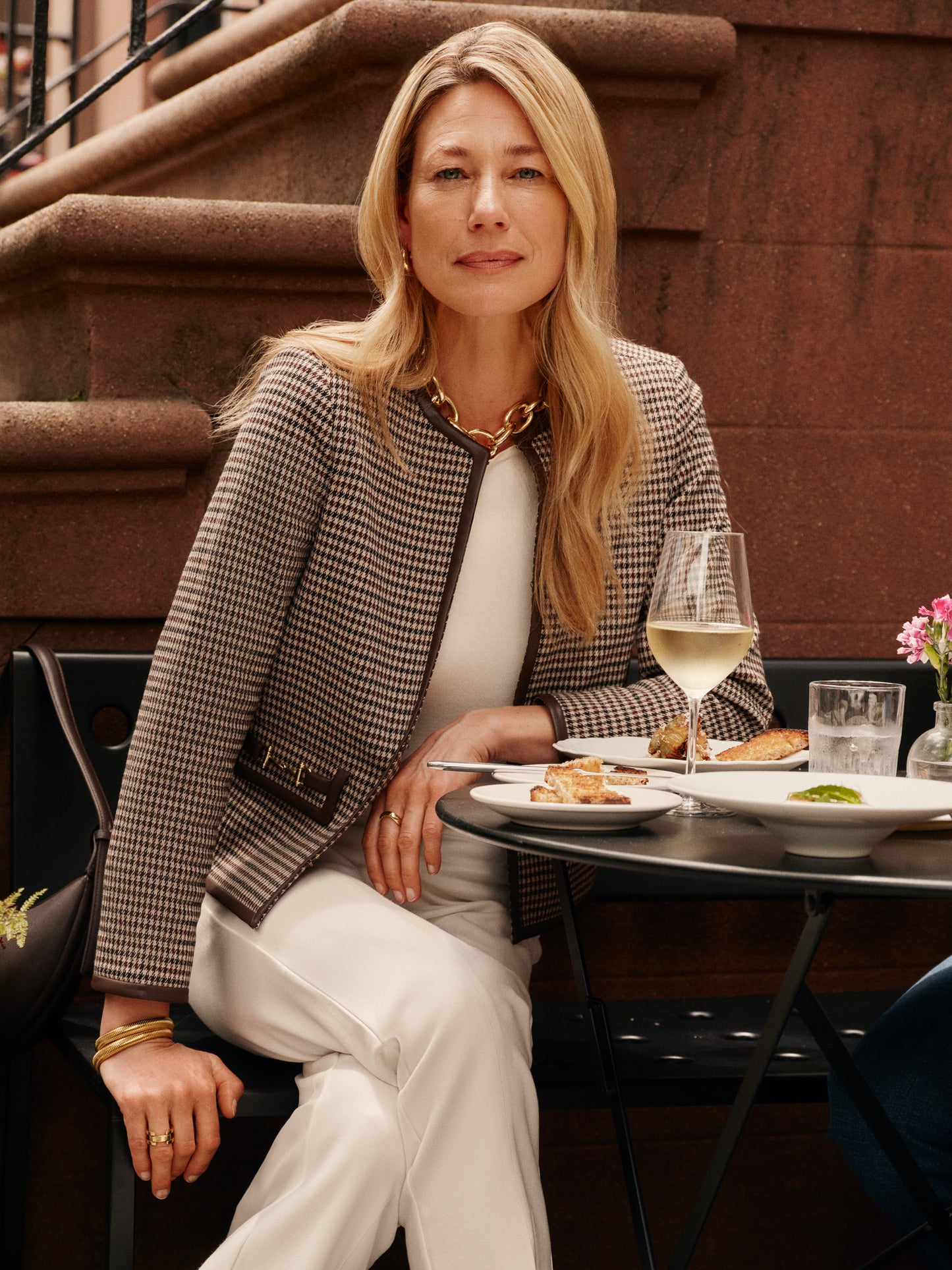 J.McLaughlin Cyna jacket in cream/brown/black made with polyester. 
