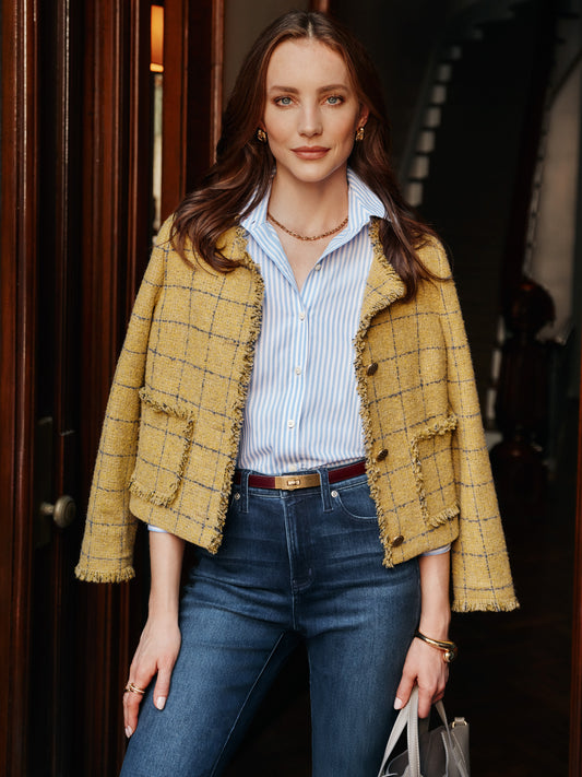 J.McLaughlin Abigail jacket in mustard made with wool. 
