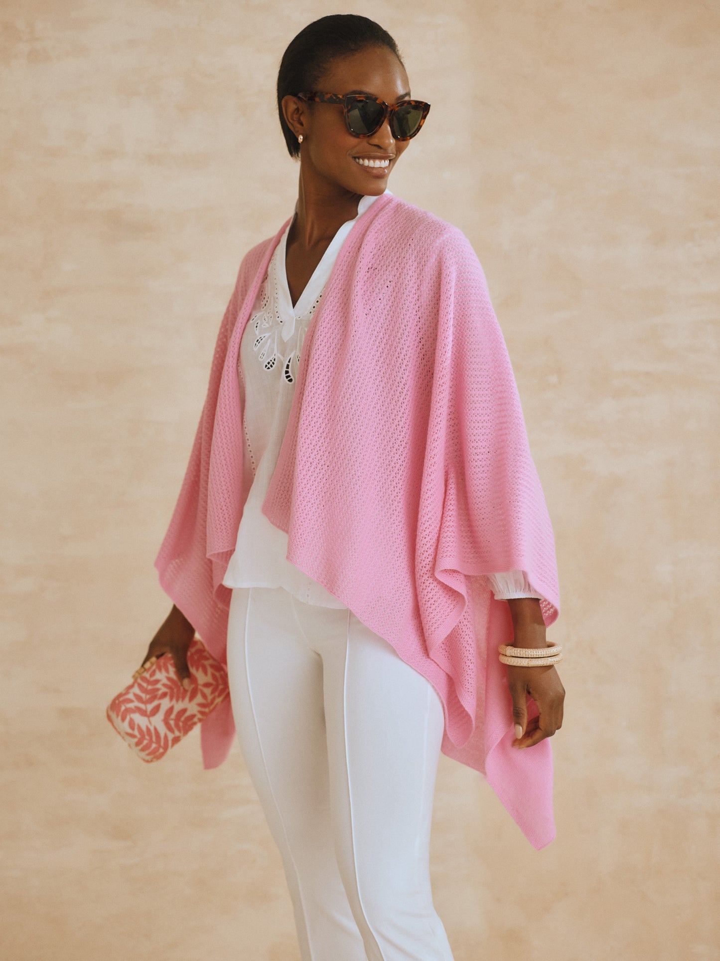 J.McLaughlin Shelby poncho in peony made with cashmere. 