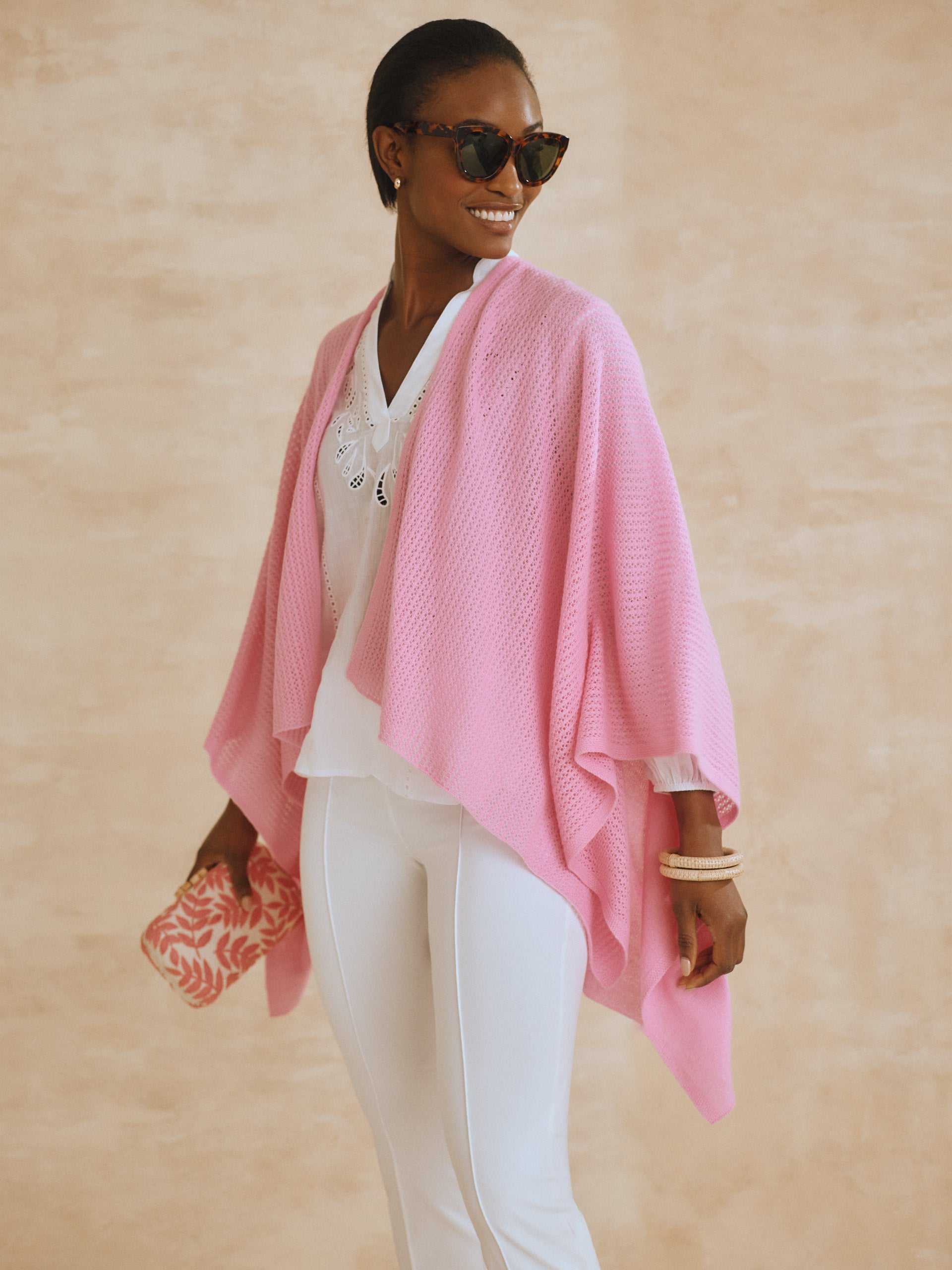 J.McLaughlin Shelby poncho in peony made with cashmere. 