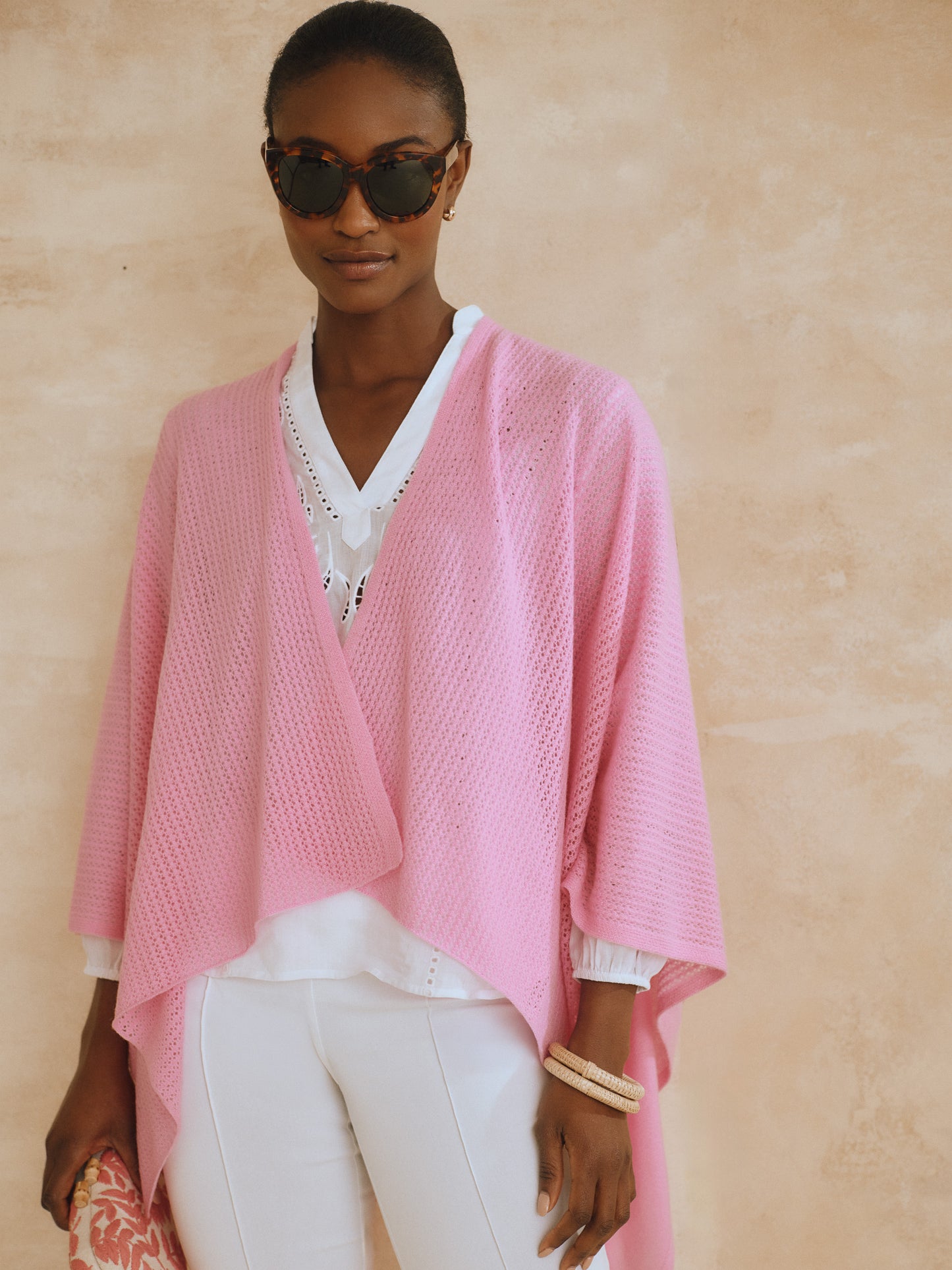 J.McLaughlin Shelby poncho in peony made with cashmere. 