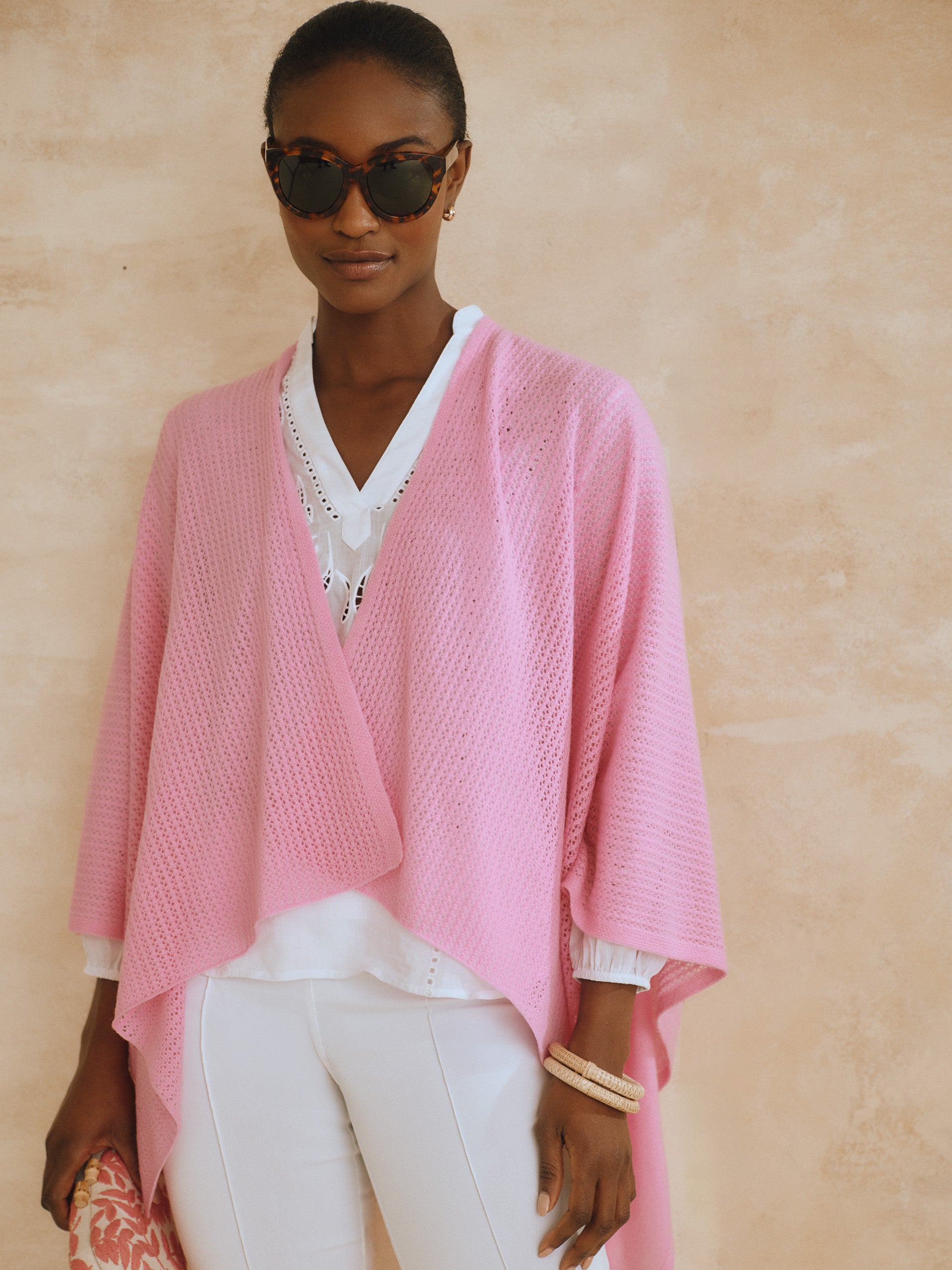 J.McLaughlin Shelby poncho in peony made with cashmere. 