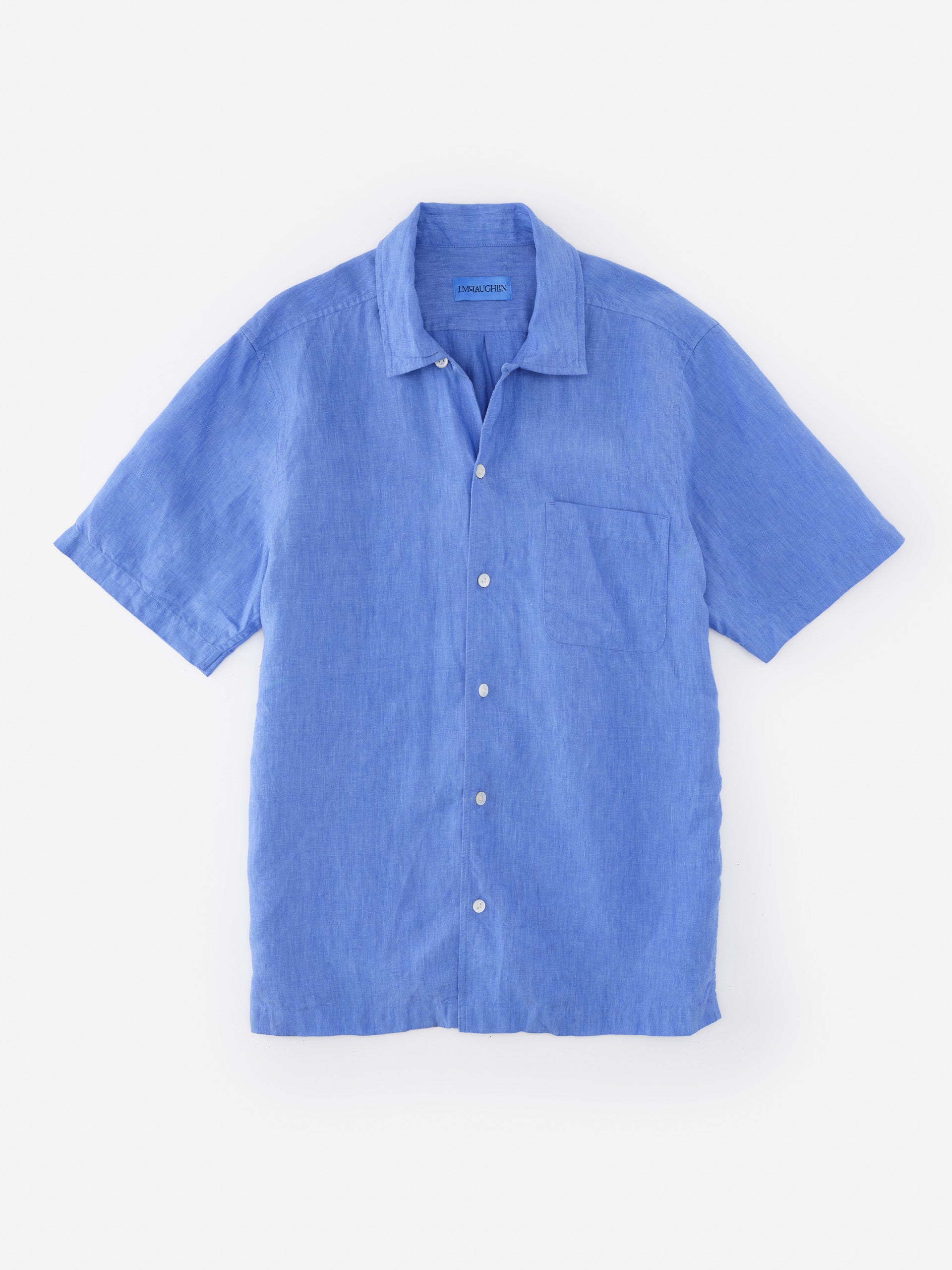 Blue Montauk Linen Shirt by J.McLaughlin showcasing effortlessly stylish design with innovative fabrics, offering enduring designs in a legacy of timeless fashion. A destination for defining style. Life, Well-Lived.