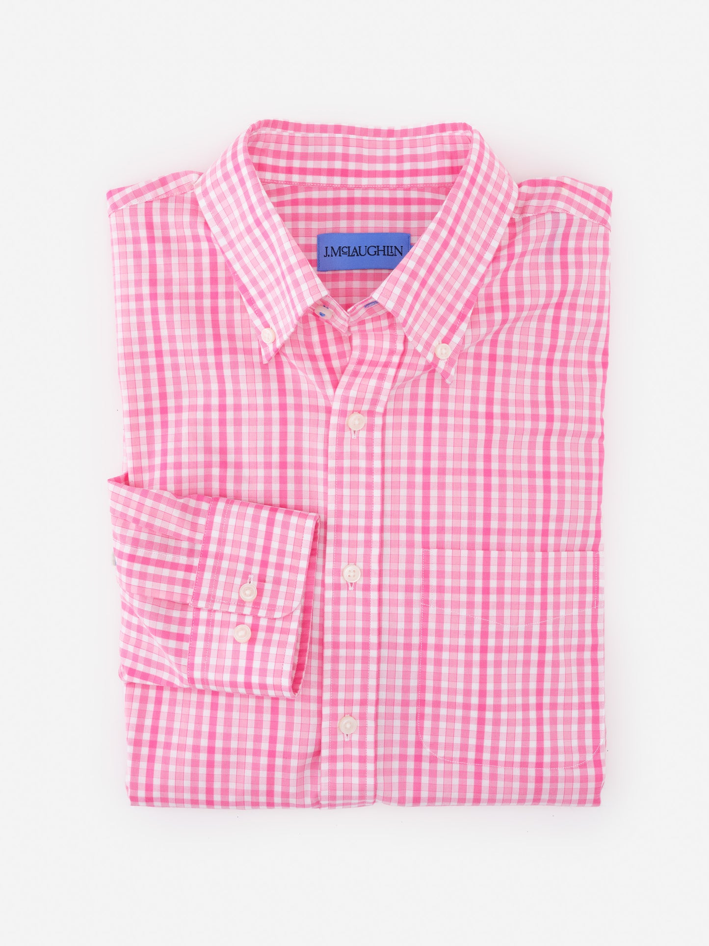 Folded Belvedere Cotton Shirt in Gingham Multi by J.McLaughlin, showcasing effortlessly stylish design, enduring craftsmanship, and innovative fabrics for a legacy of timeless fashion. A destination for defining style. Life, Well-Lived.