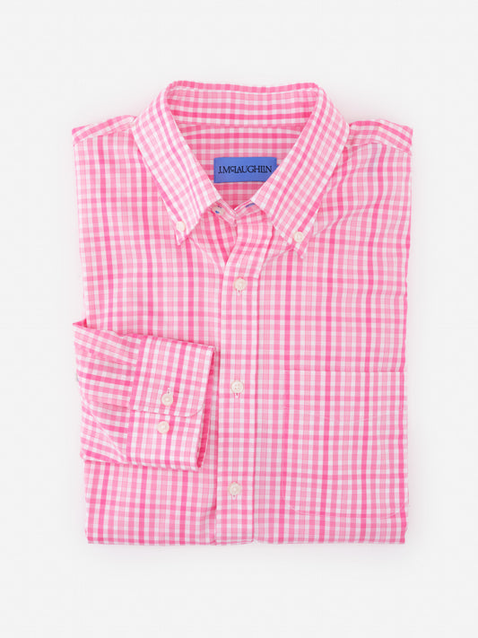 Folded Belvedere Cotton Shirt in Gingham Multi by J.McLaughlin, showcasing effortlessly stylish design, enduring craftsmanship, and innovative fabrics for a legacy of timeless fashion. A destination for defining style. Life, Well-Lived.