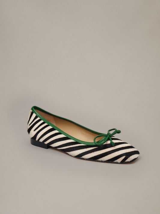 Viola Pony Hair Ballet Flats in Zebra