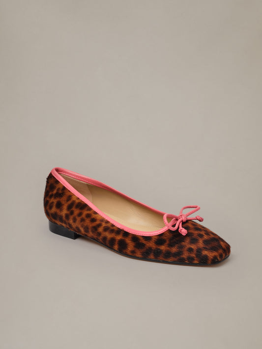Viola Pony Hair Ballet Flats in Leopard