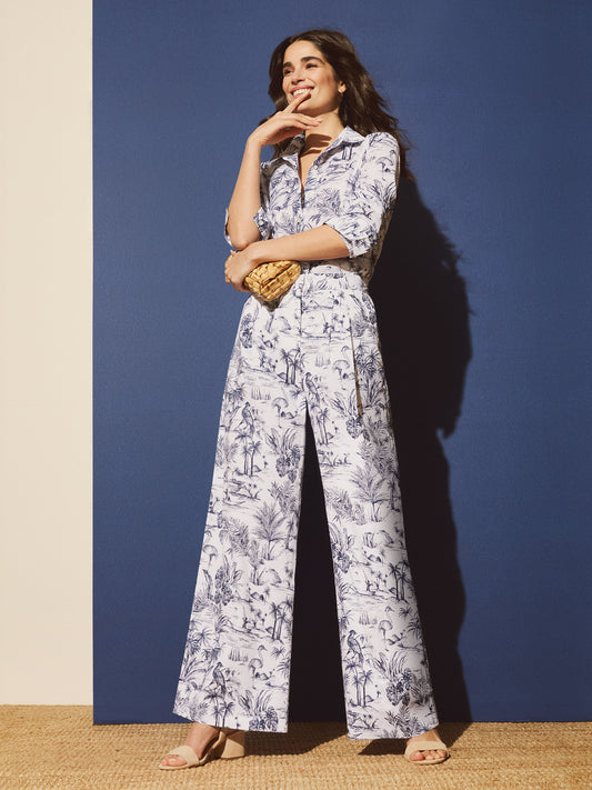 Amal Pants in Heron Toile