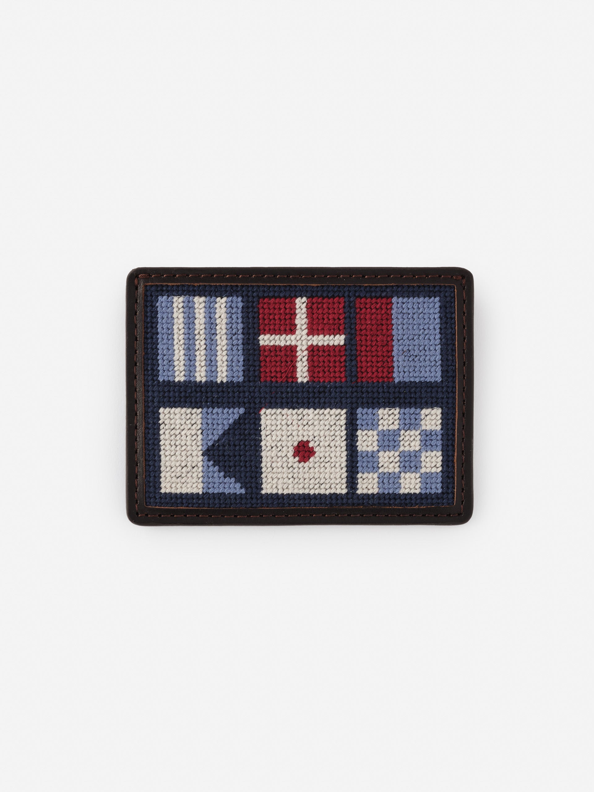 Needlepoint Cardcase in Nautical Flag by J.McLaughlin showcases effortlessly stylish needlepoint craftsmanship with enduring designs and innovative fabrics, a destination for defining style. Life, Well-Lived.