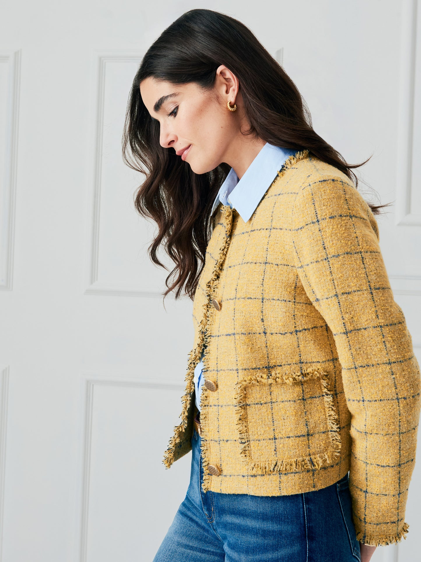 J.McLaughlin Abigail jacket in mustard made with wool. 