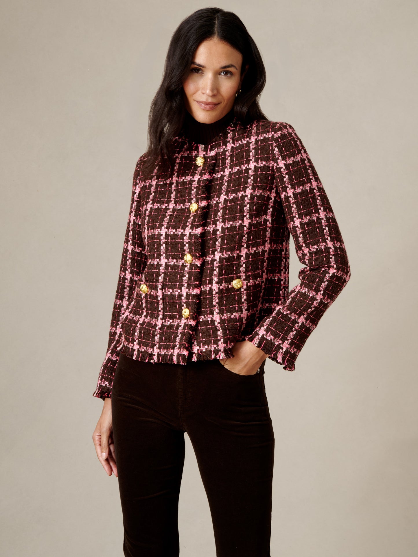 Abigail Boucle Jacket in Plaid