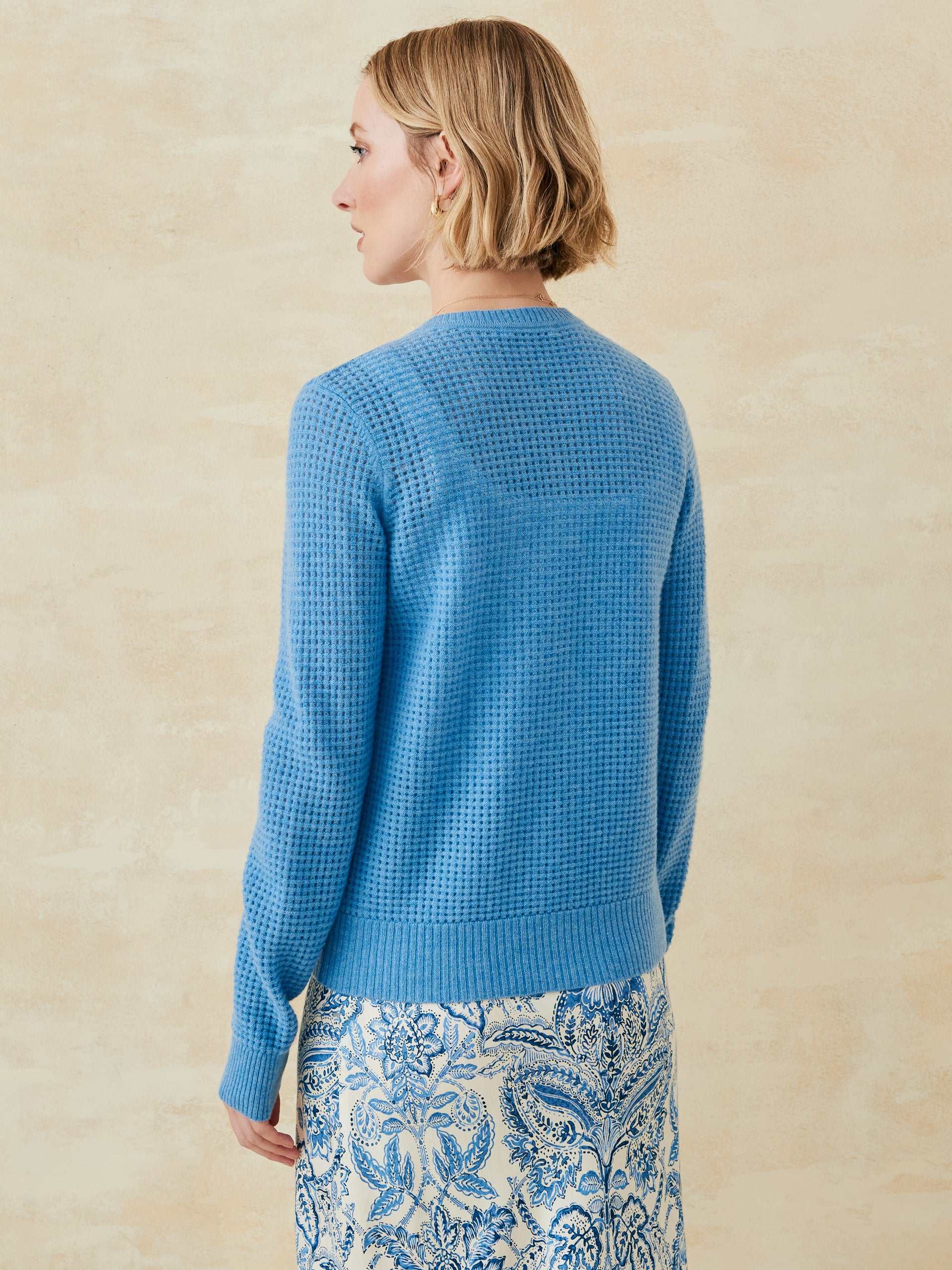 J.McLaughlin Kesia sweater in medium blue made with cashmere. 