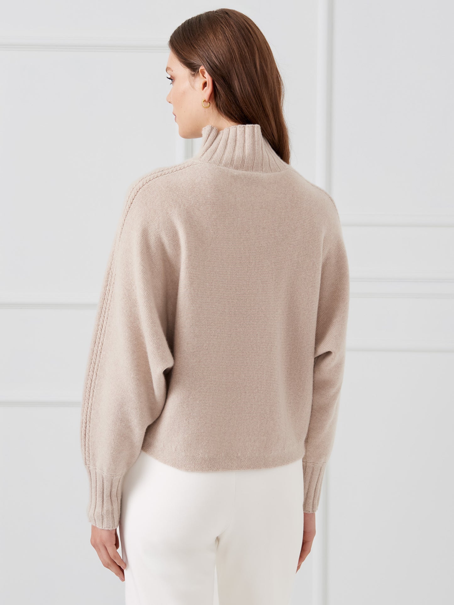 J.McLaughlin Adrian Sweater in Light heather taupe made with cashmere. 