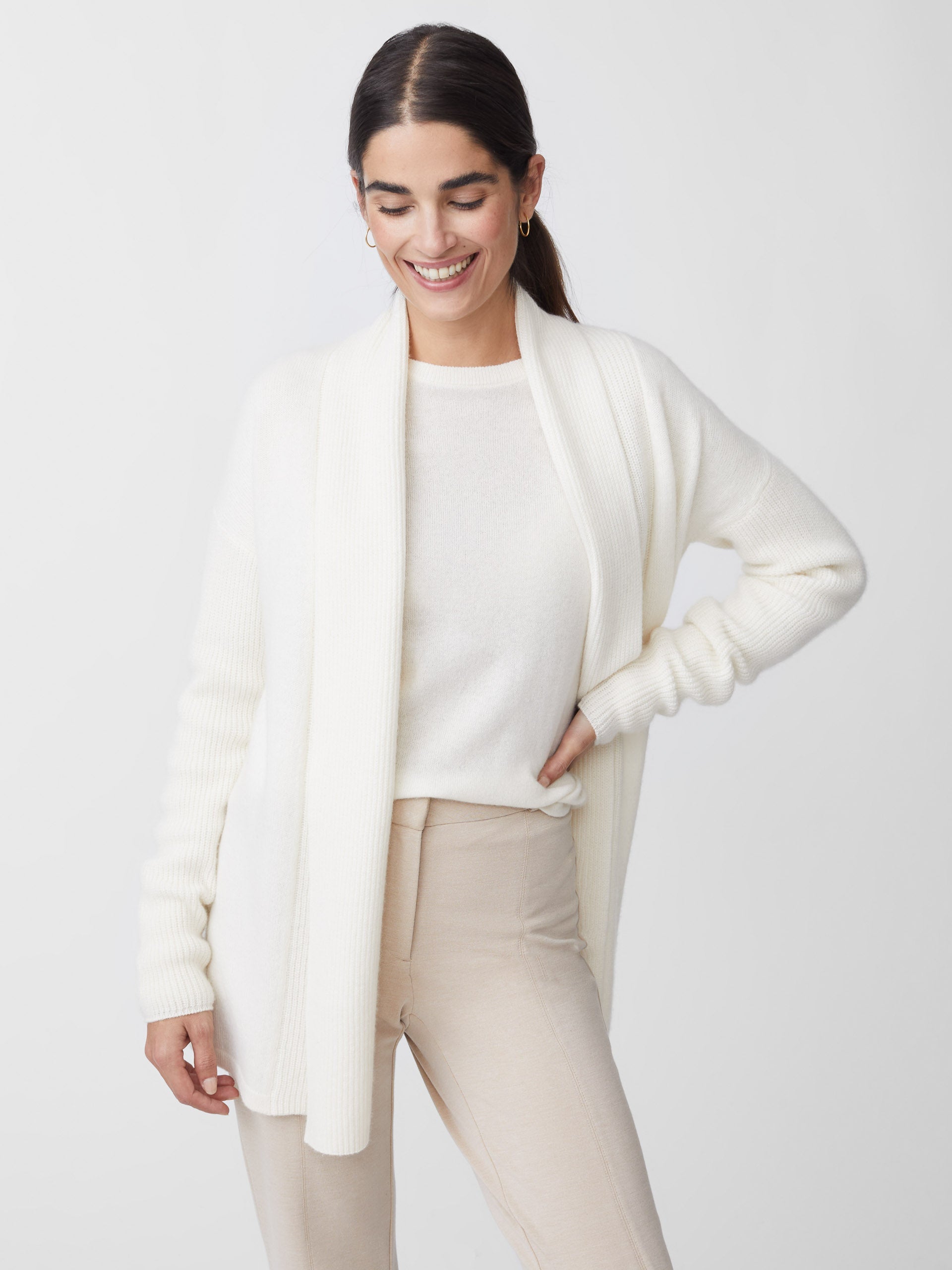 Ivory Solid Agatha Cashmere Cardigan | Women's Sweaters | J.McLaughlin ...