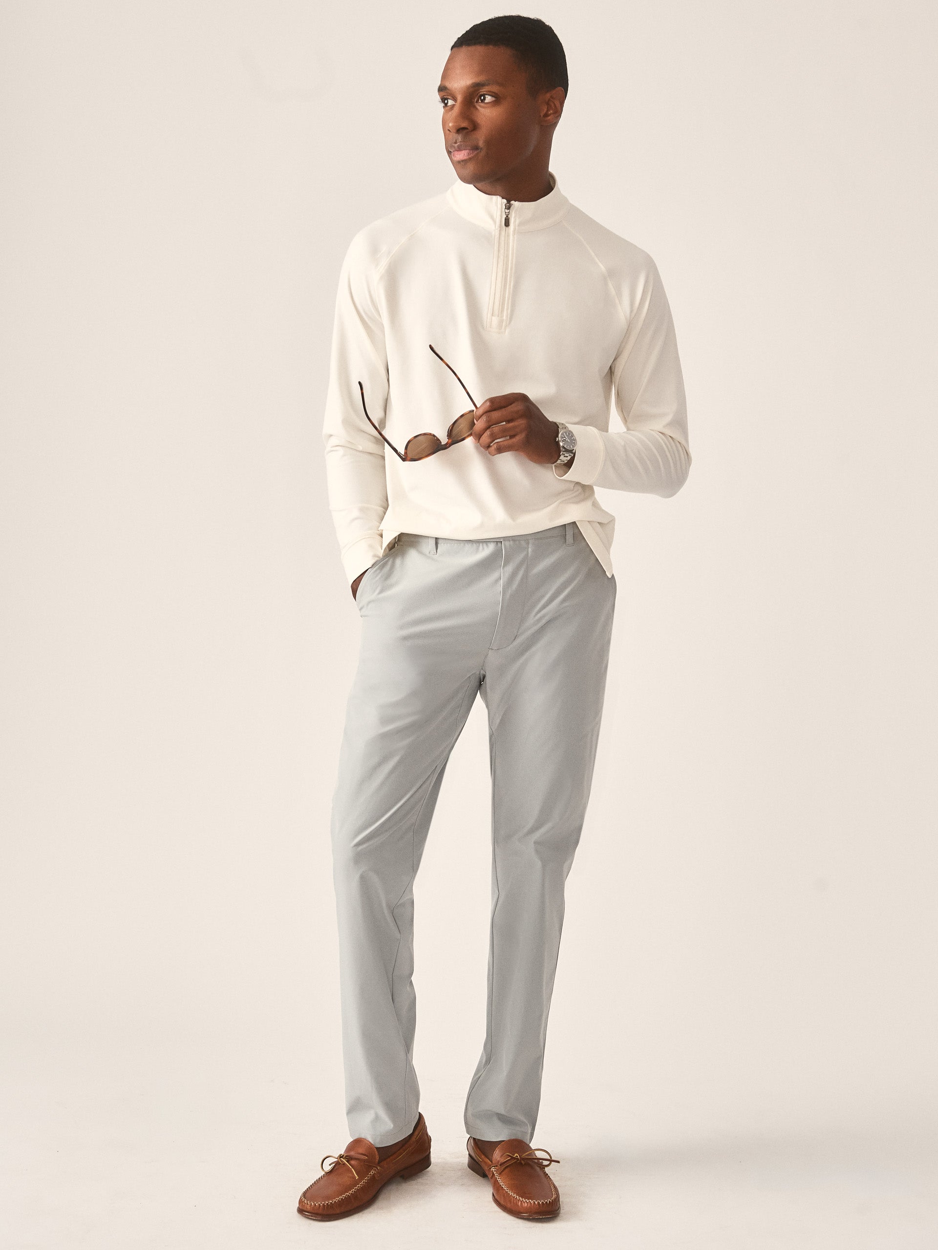 J.McLaughlin Featherweight polo in Off White made with Polyester.
