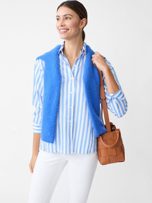 J.McLaughlin Alexis shirt in blue/white made with cotton.