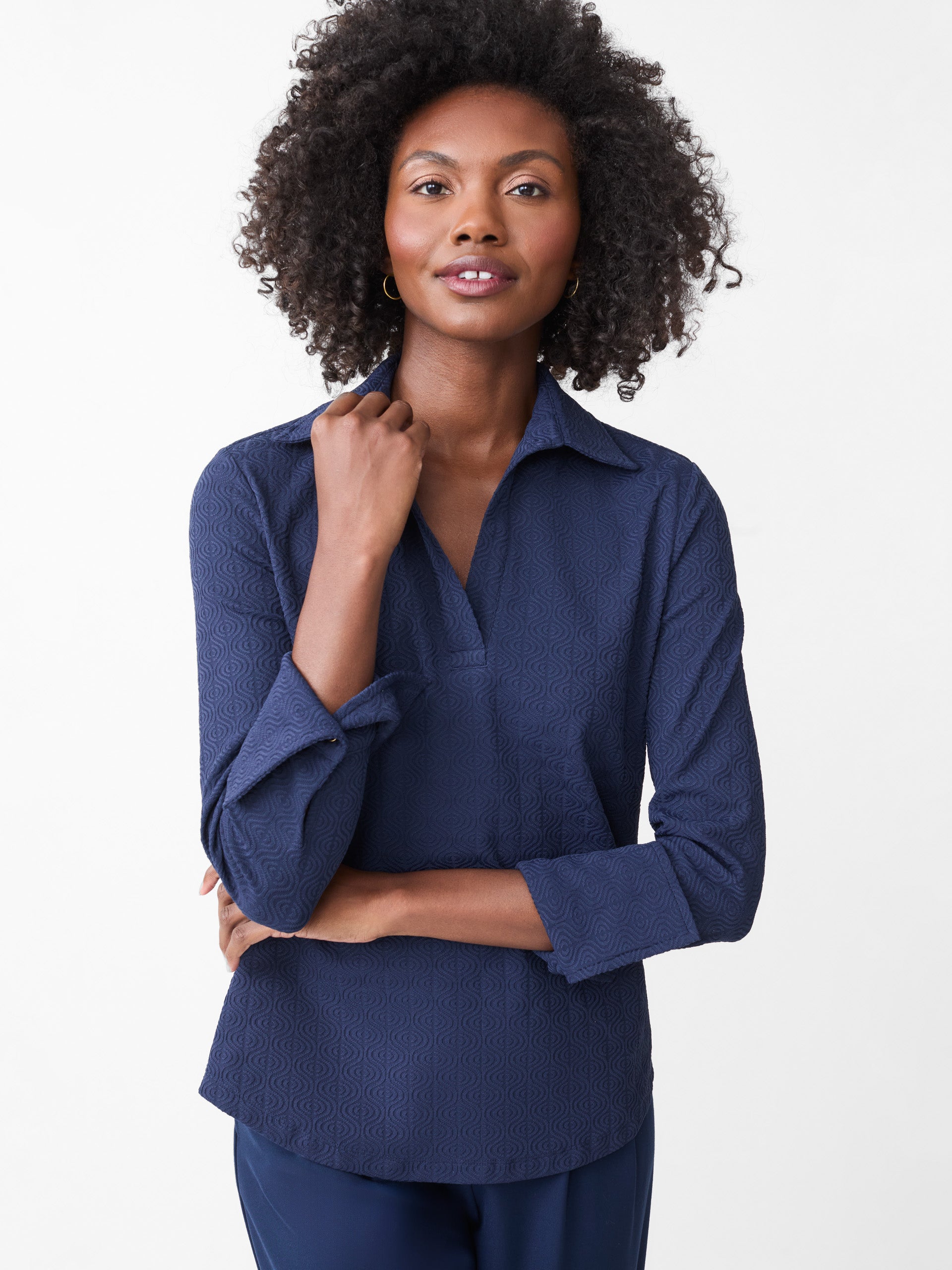 J.McLaughlin Alfie tunic in navy made with Catalina cloth.