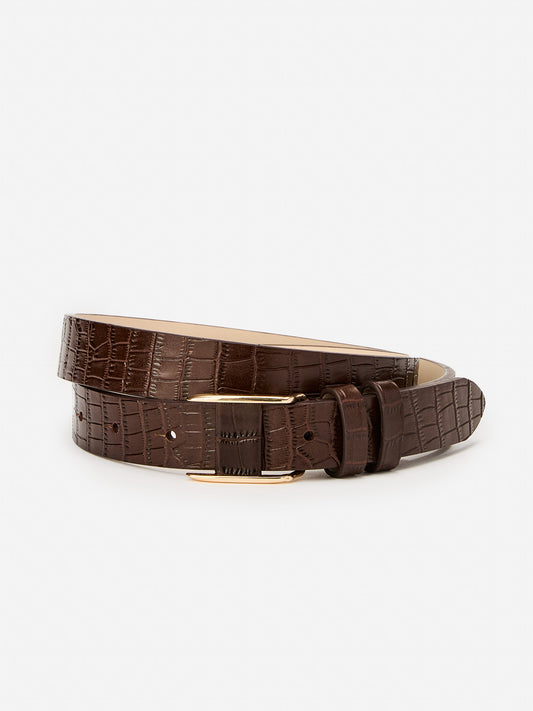 J.McLaughlin Allegra belt in chocolate made with leather.