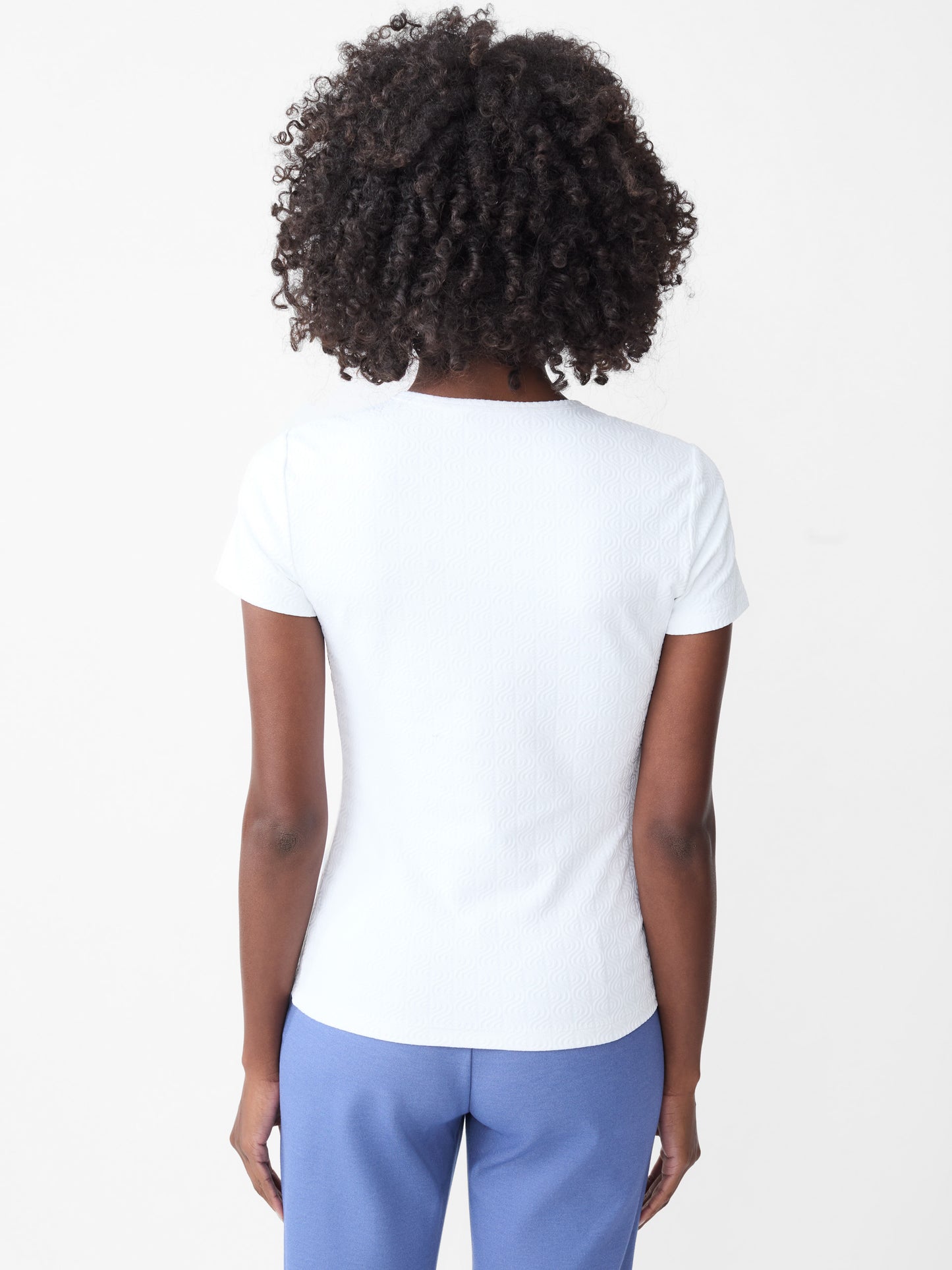 J.McLaughlin Allie tee in white made with Catalina Cloth.