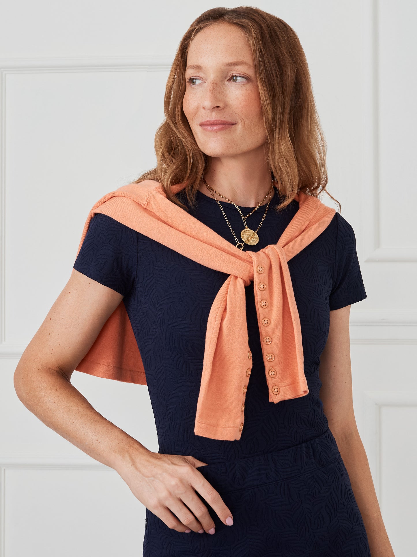 J.McLaughlin Allie tee in navy made with catalina cloth.