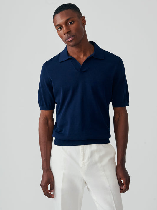 J.McLaughlin Amalfi shirt in navy made with cotton. 