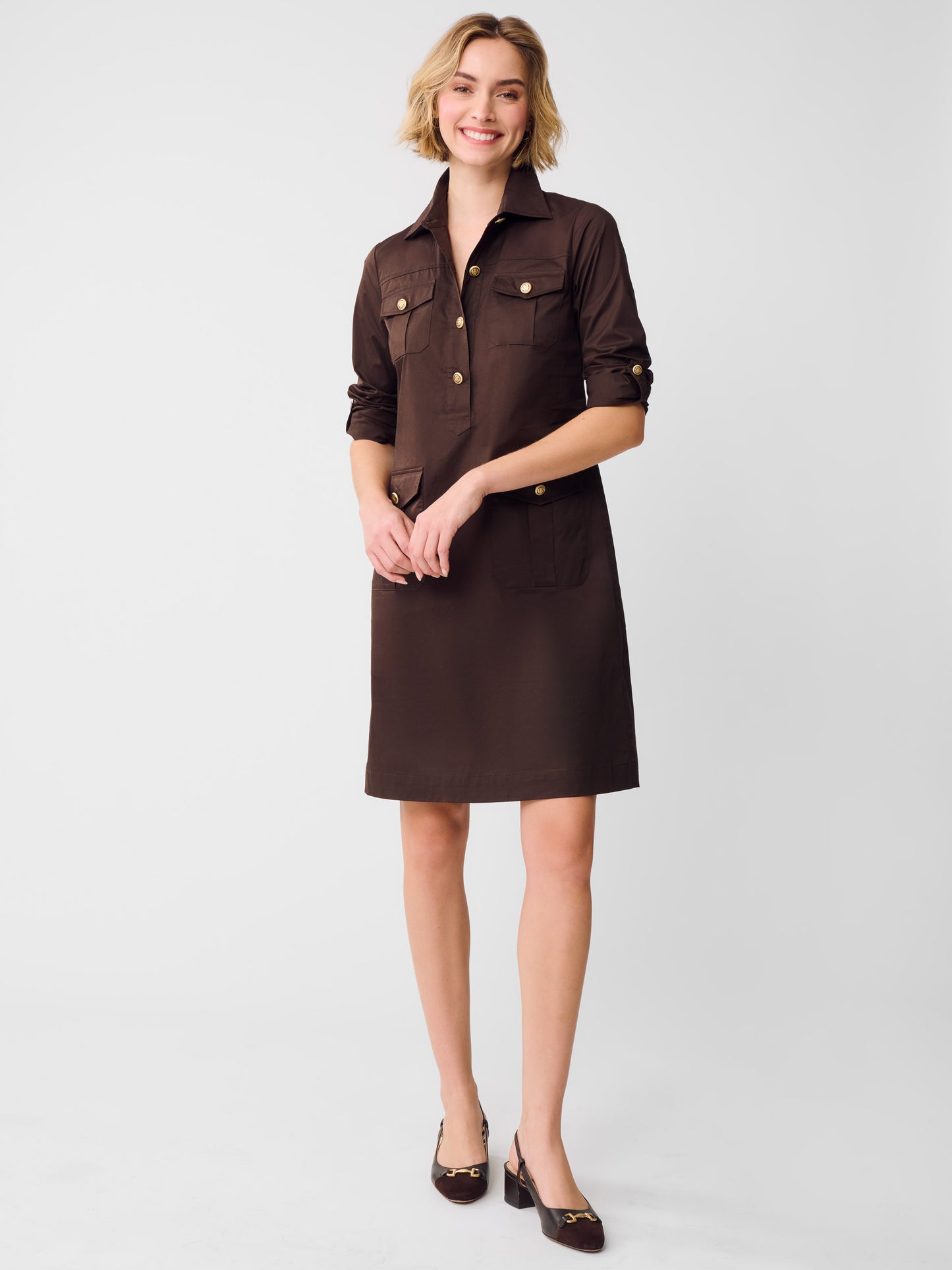 J.McLaughlin Amber Dress in Chocolate made with Cotton. 