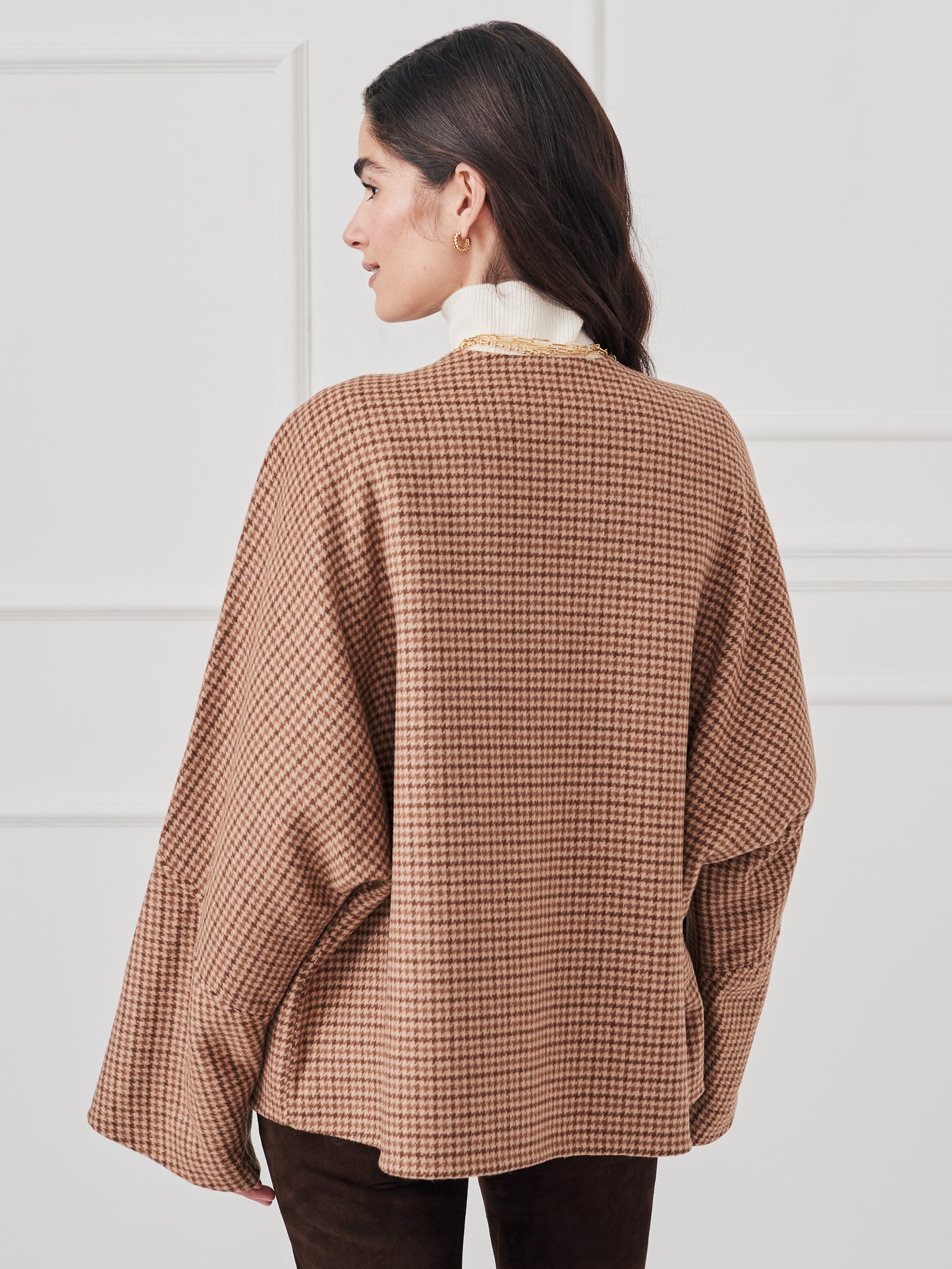 J.McLaughlin Bora ponchos in tan made with cotton/modal. 