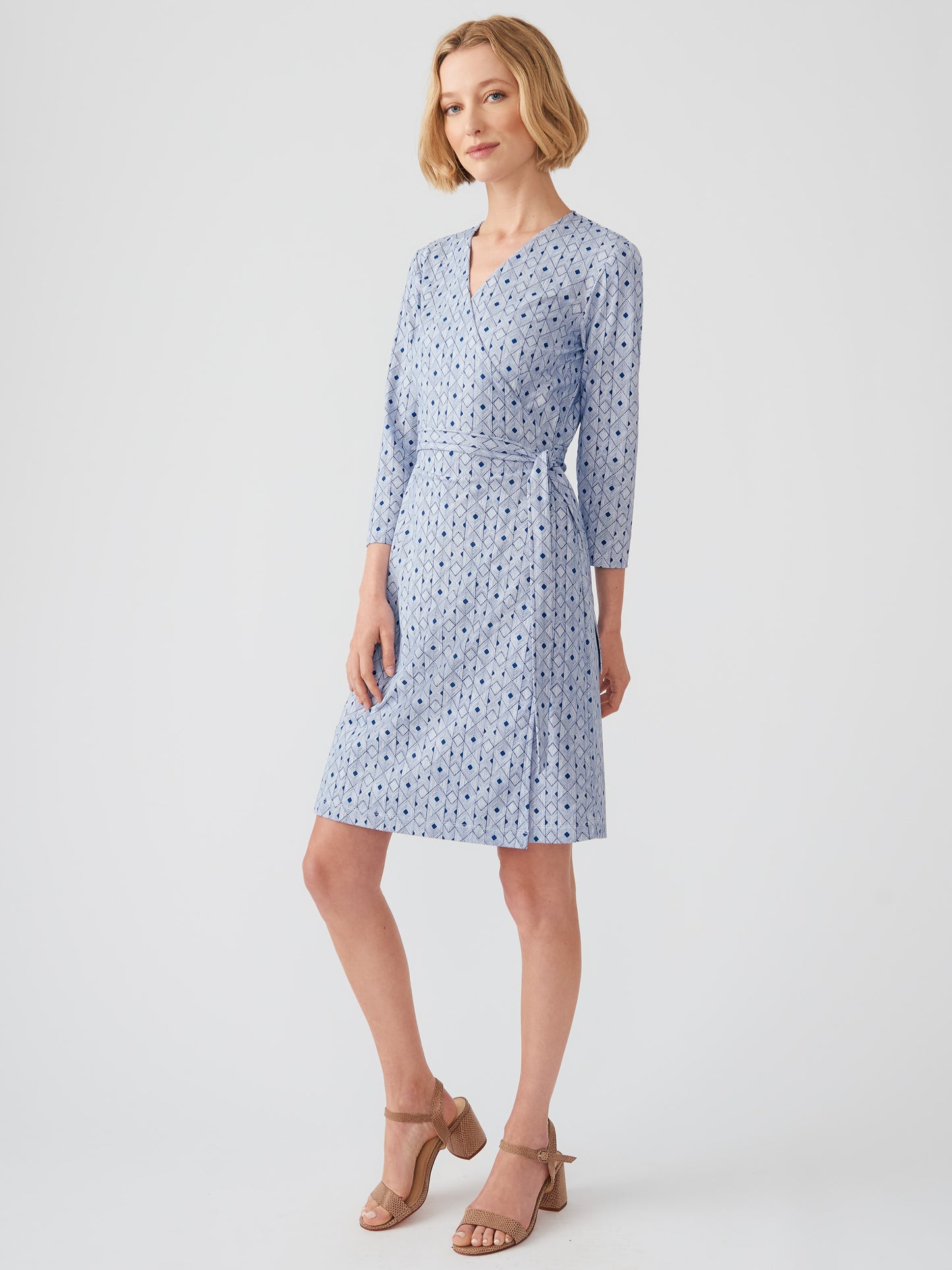 J.McLaughlin Amherst dress in navy/light blue made with Catalina cloth.