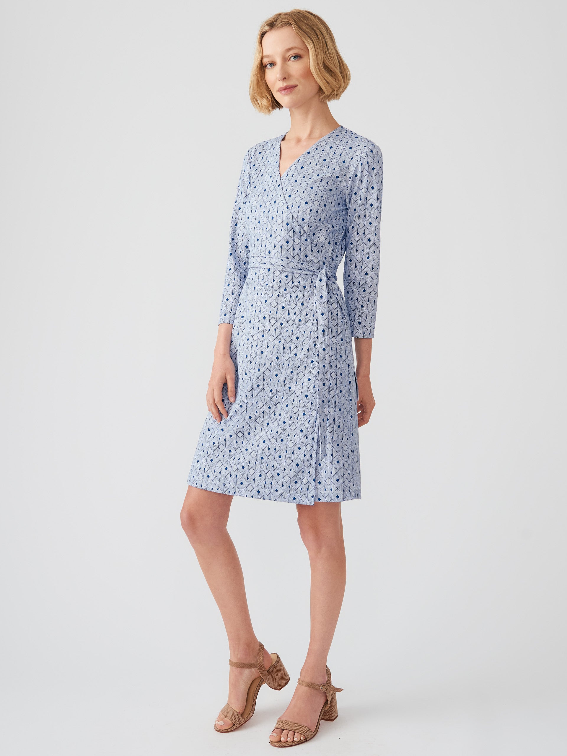 J.McLaughlin Amherst dress in navy/light blue made with Catalina cloth.