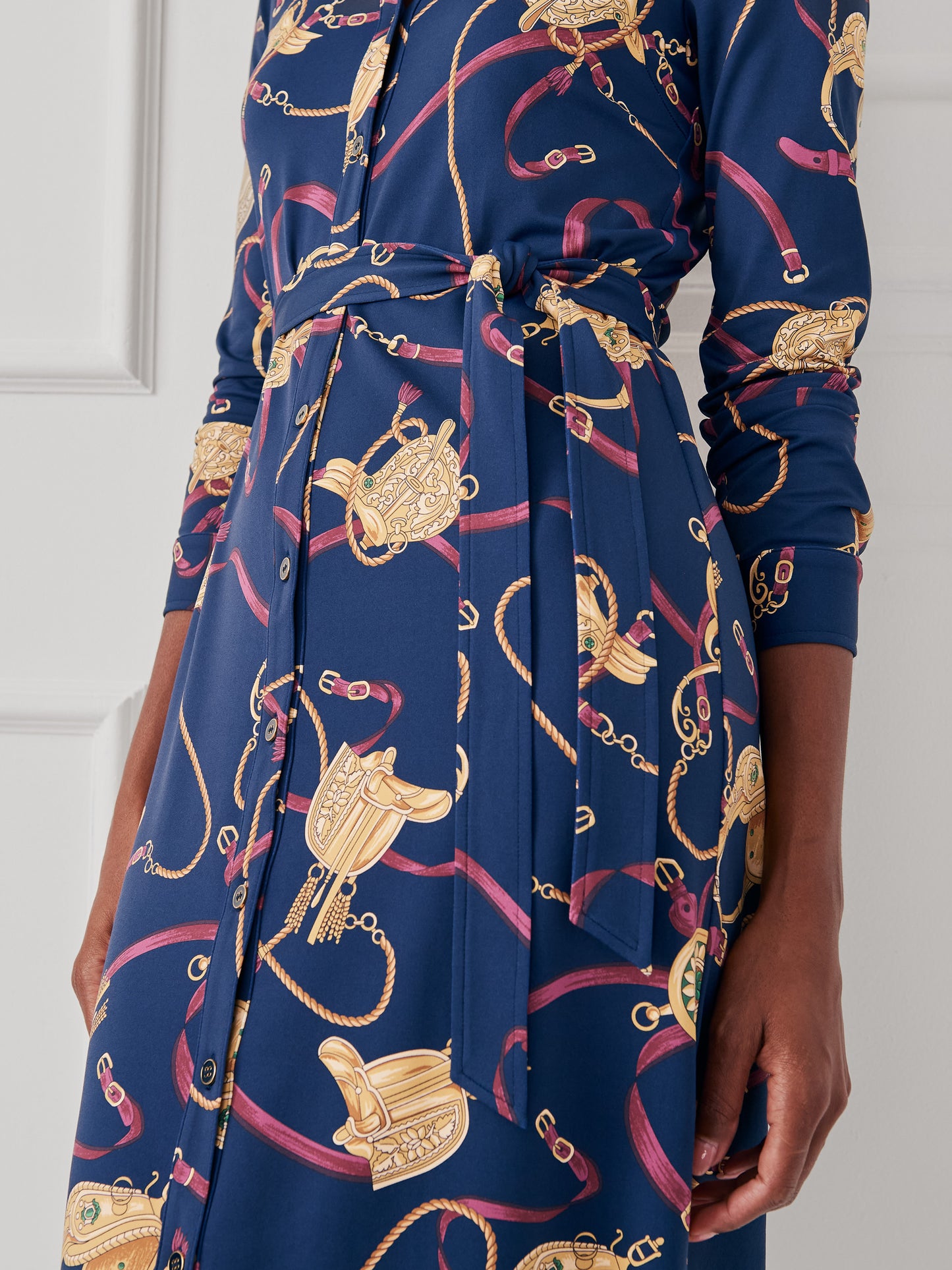 J.McLaughlin Amory dress in navy/plum made with Catalina Cloth.