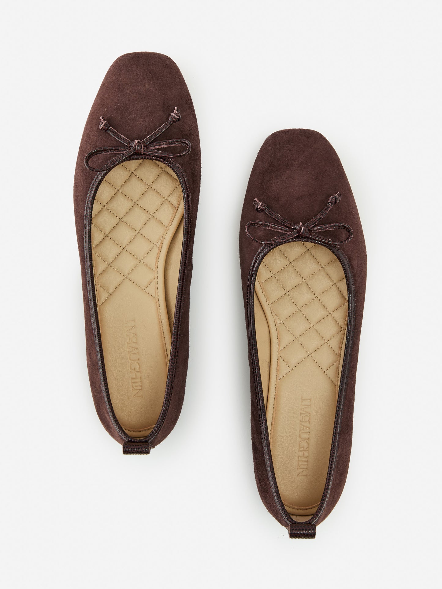 J.McLaughlin Anastasia flats in dark brown made with suede. 