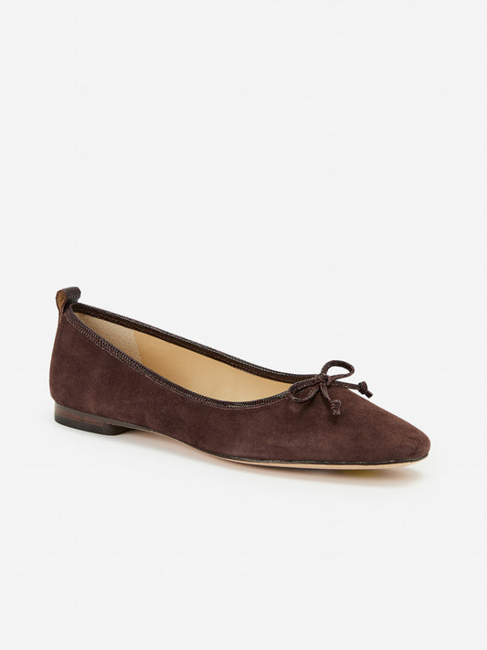 J.McLaughlin Anastasia flats in dark brown made with suede. 