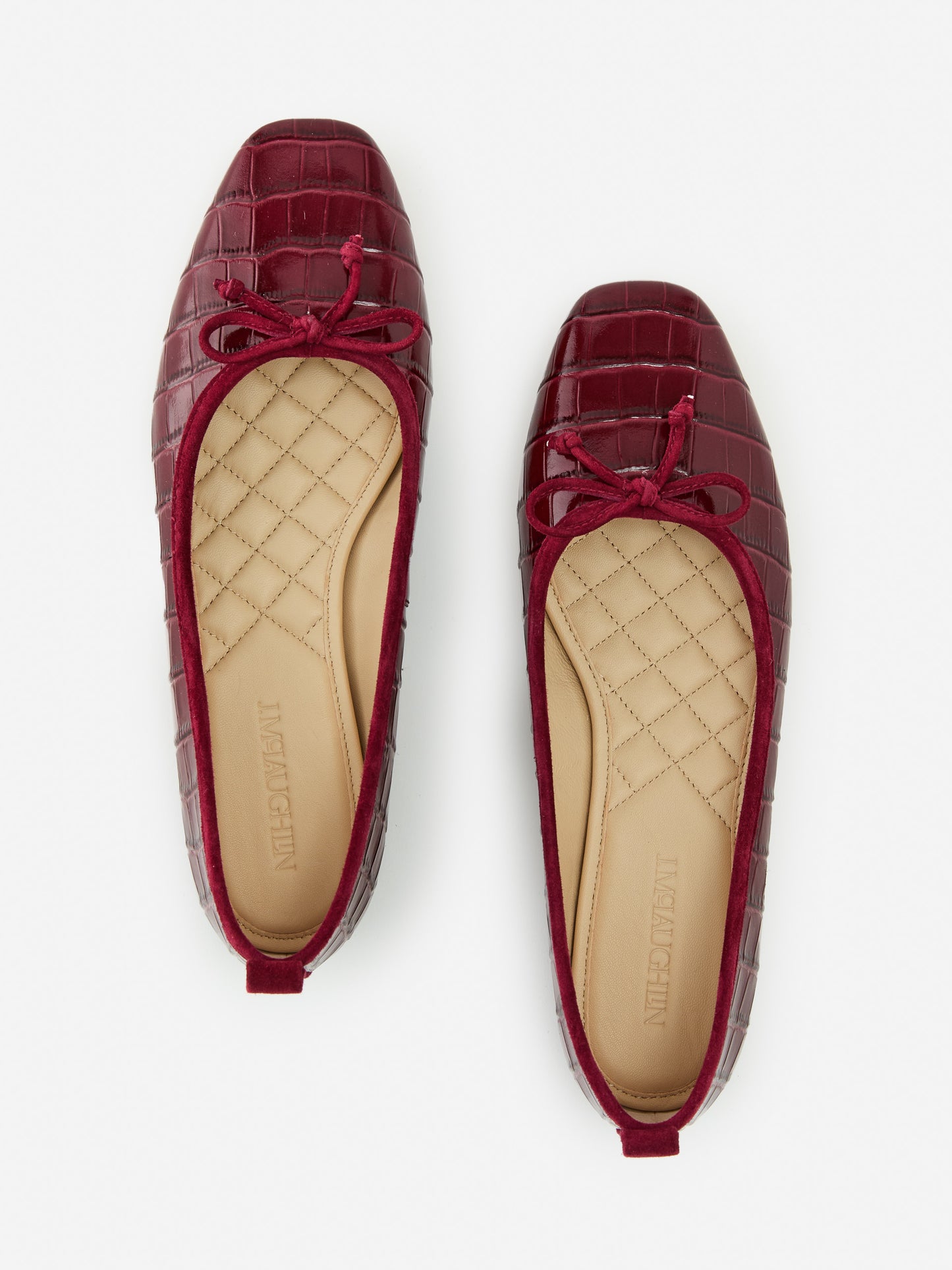 J.McLaughlin Anastasia flats in french merlot made with crocodile. 
