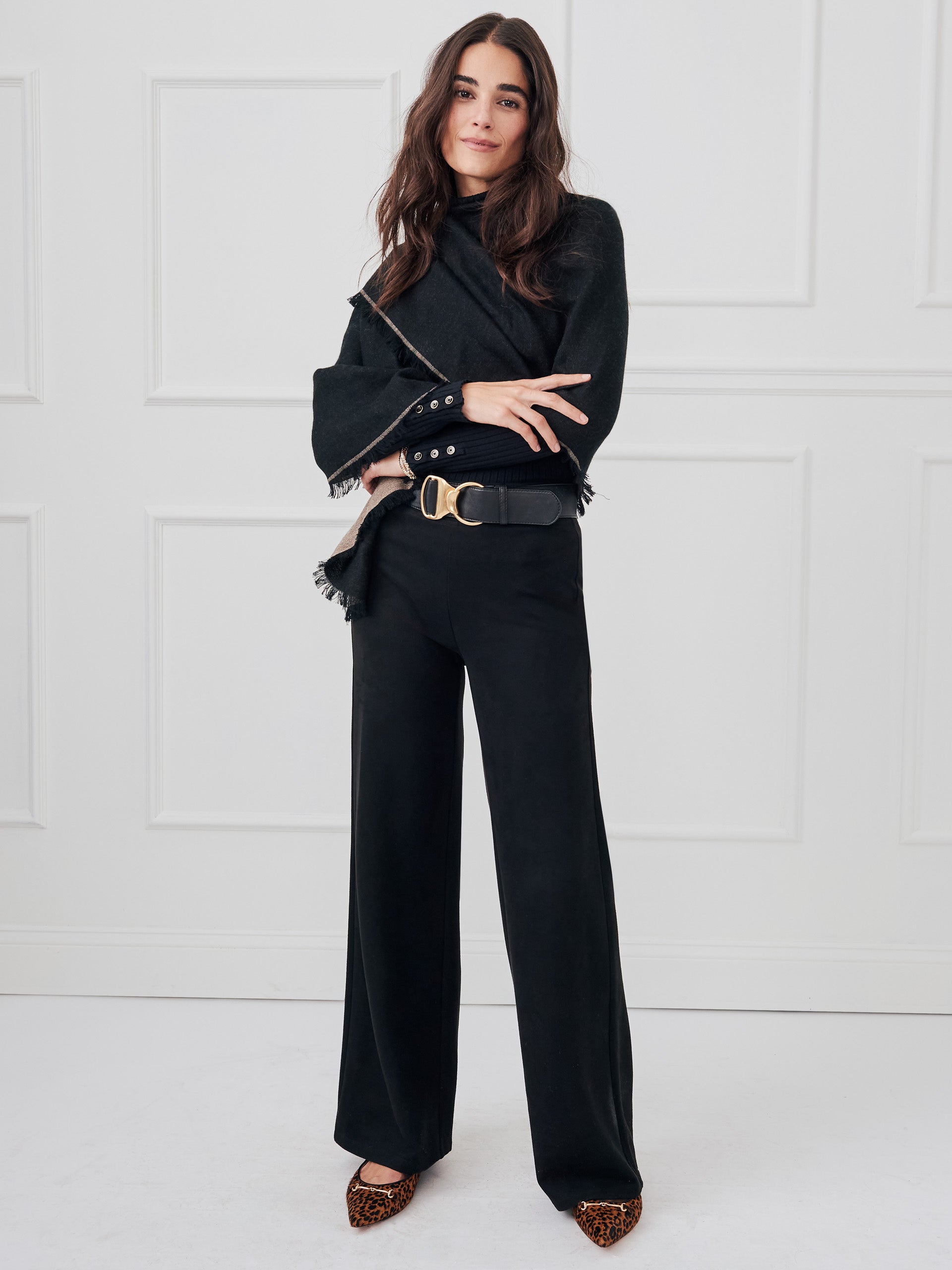 J.McLaughlin Anderson pants in black made with faux suede.