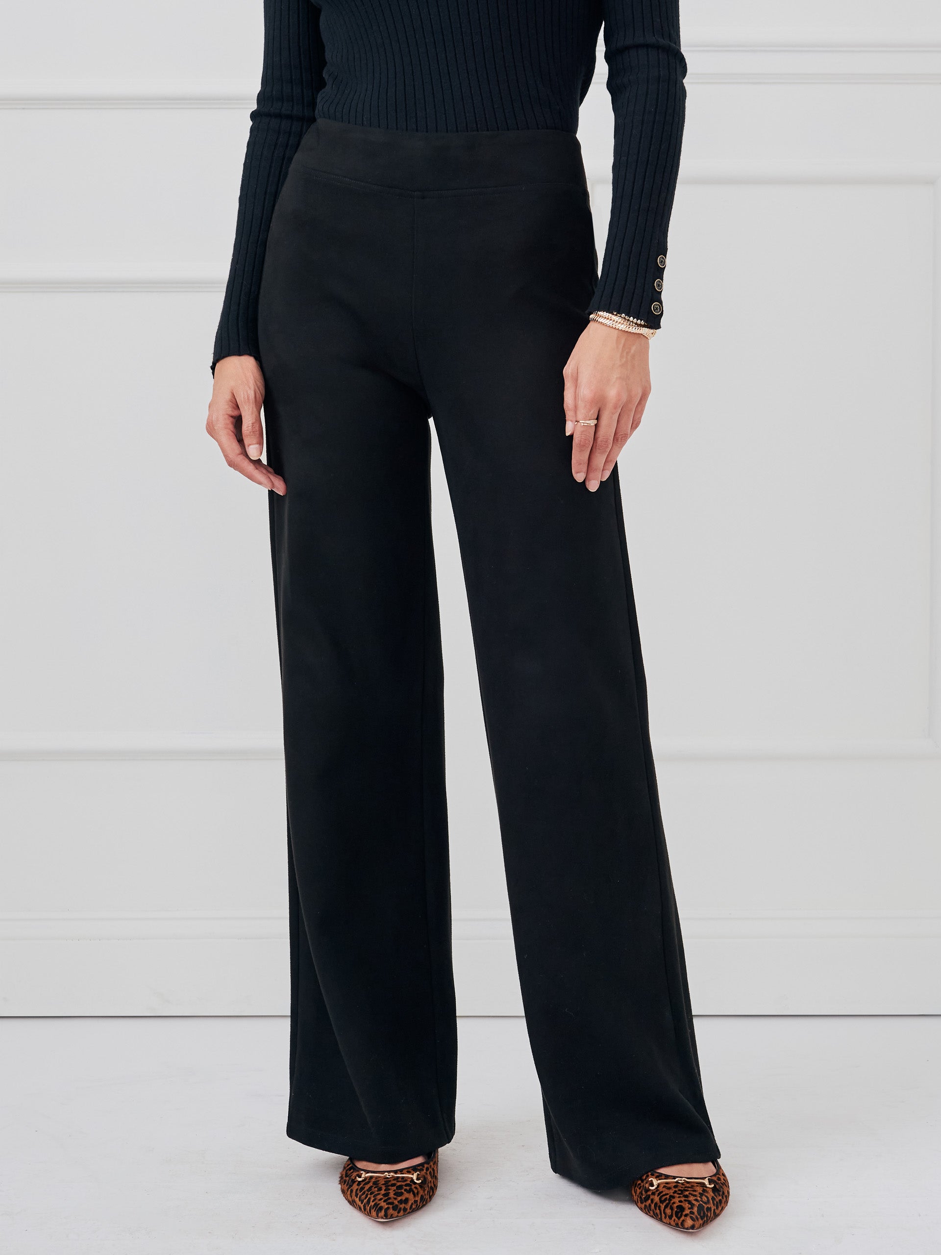 J.McLaughlin Anderson pants in black made with faux suede.
