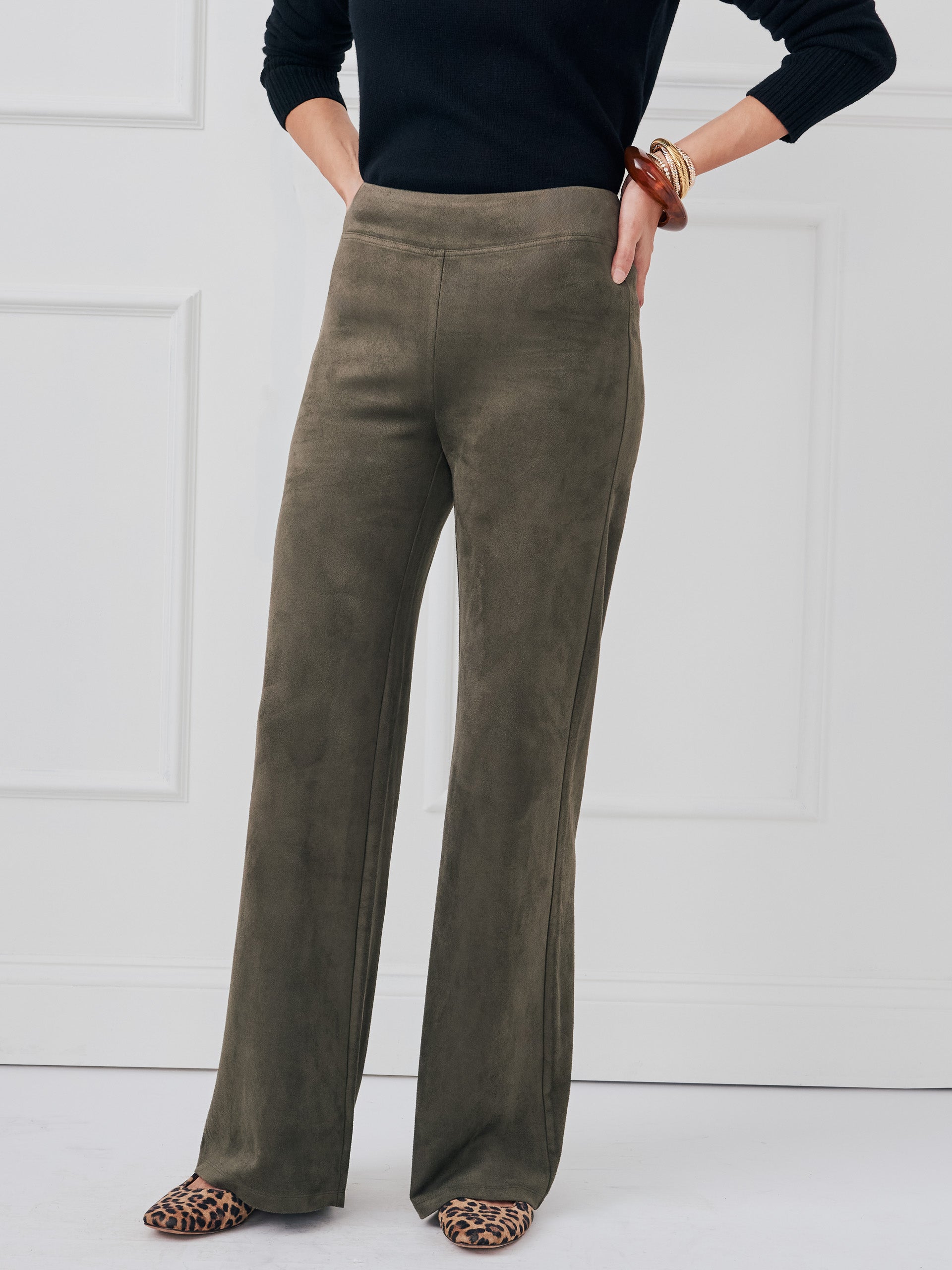 J.McLaughlin Anderson pants in olive made with faux suede.