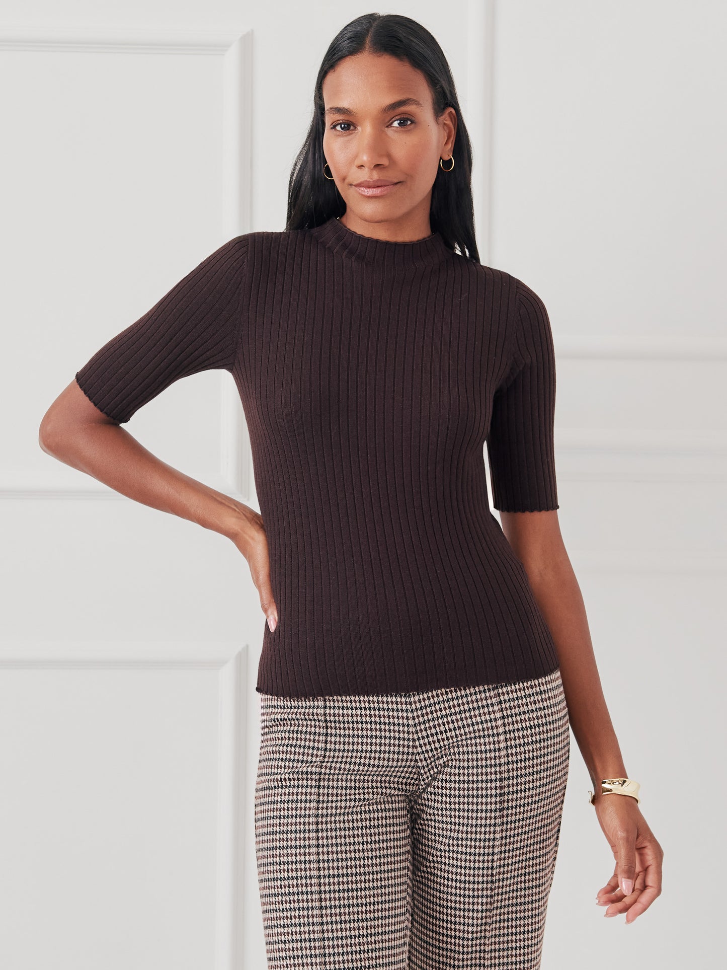 J.McLaughlin Angelica sweater in brown made with wool/silk. 