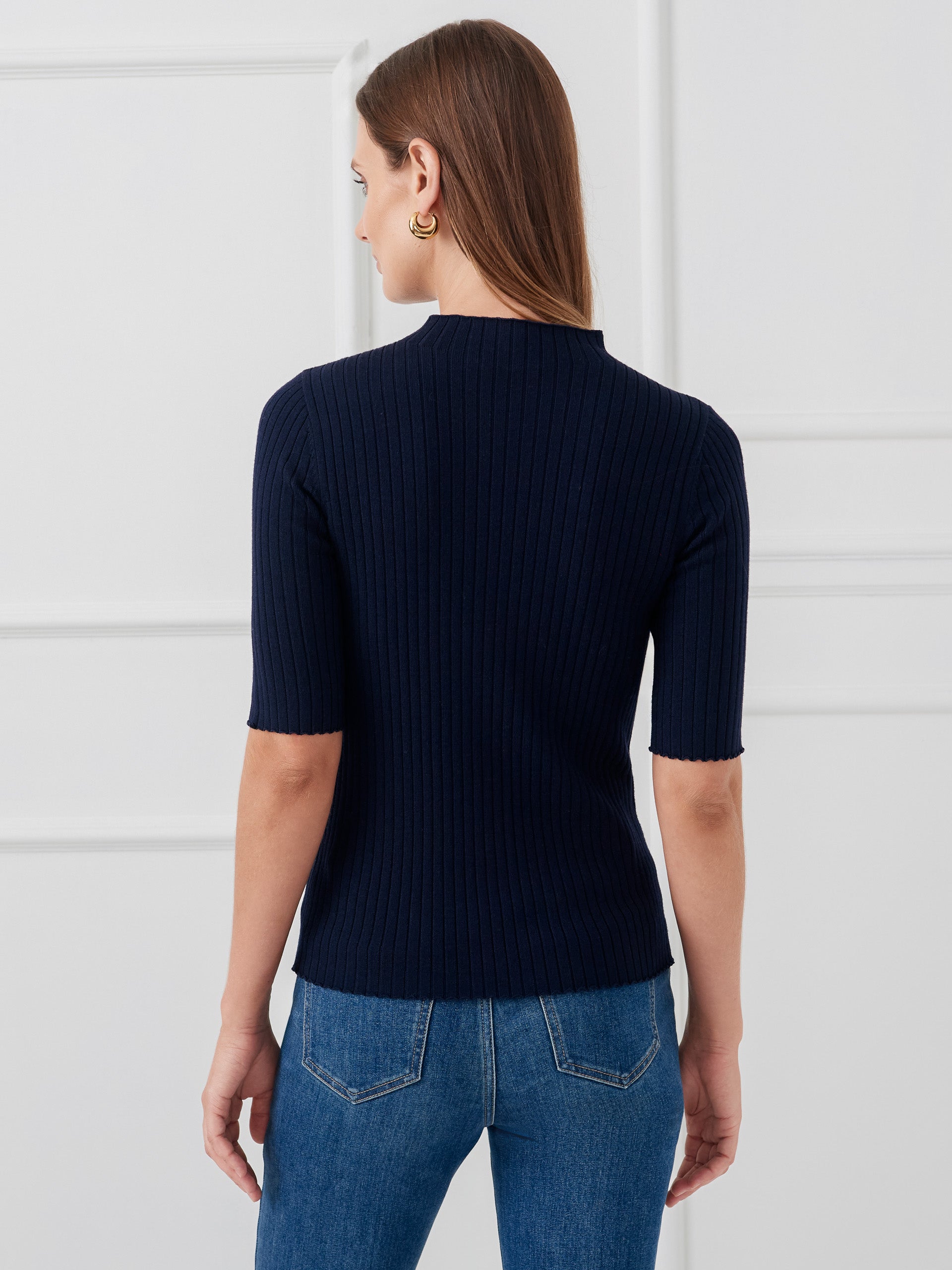 J.McLaughlin Angelica sweater in dark navy made with wool/silk. 
