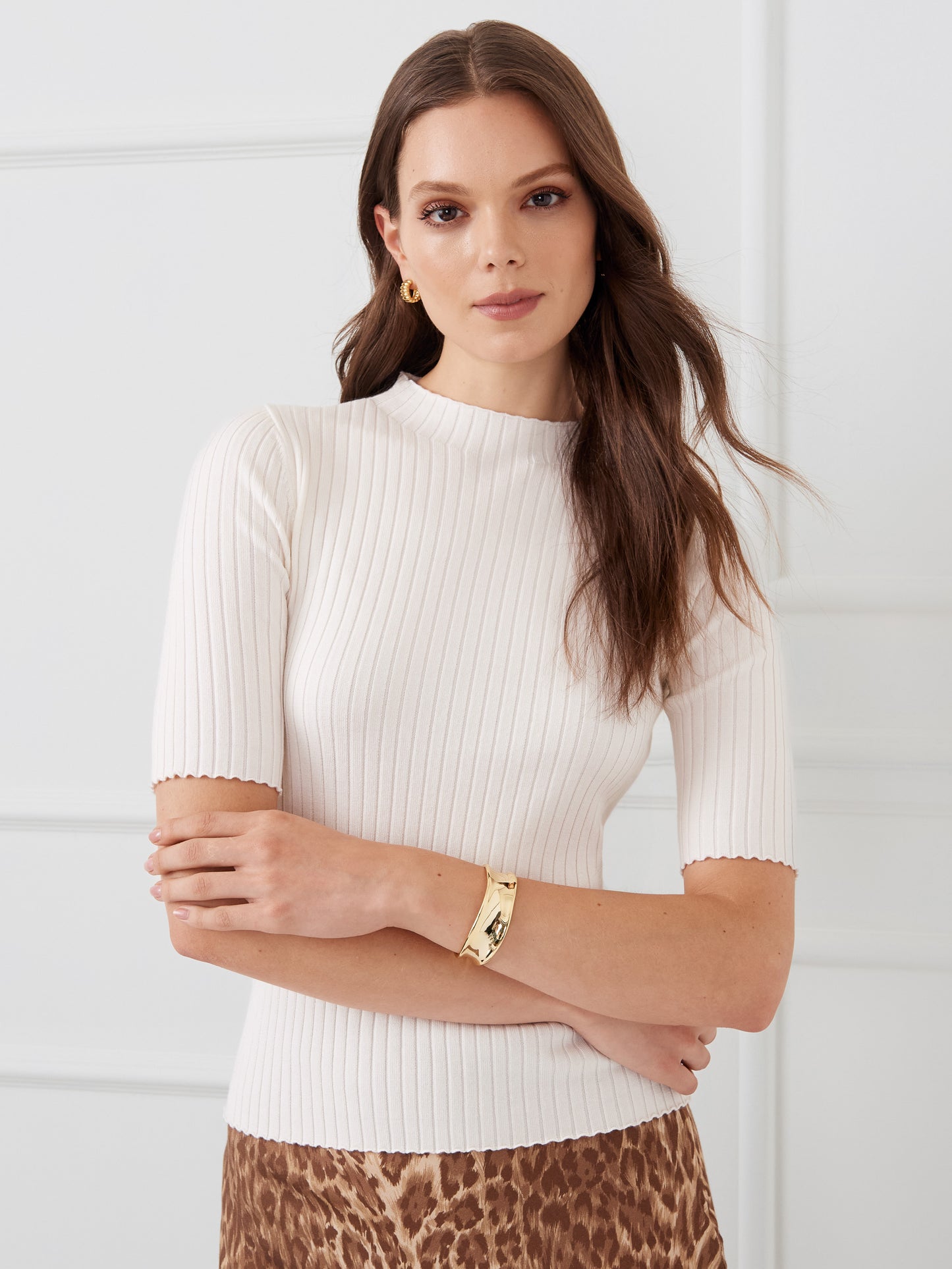 J.McLaughlin Angelica sweater in ivory made with wool/silk. 