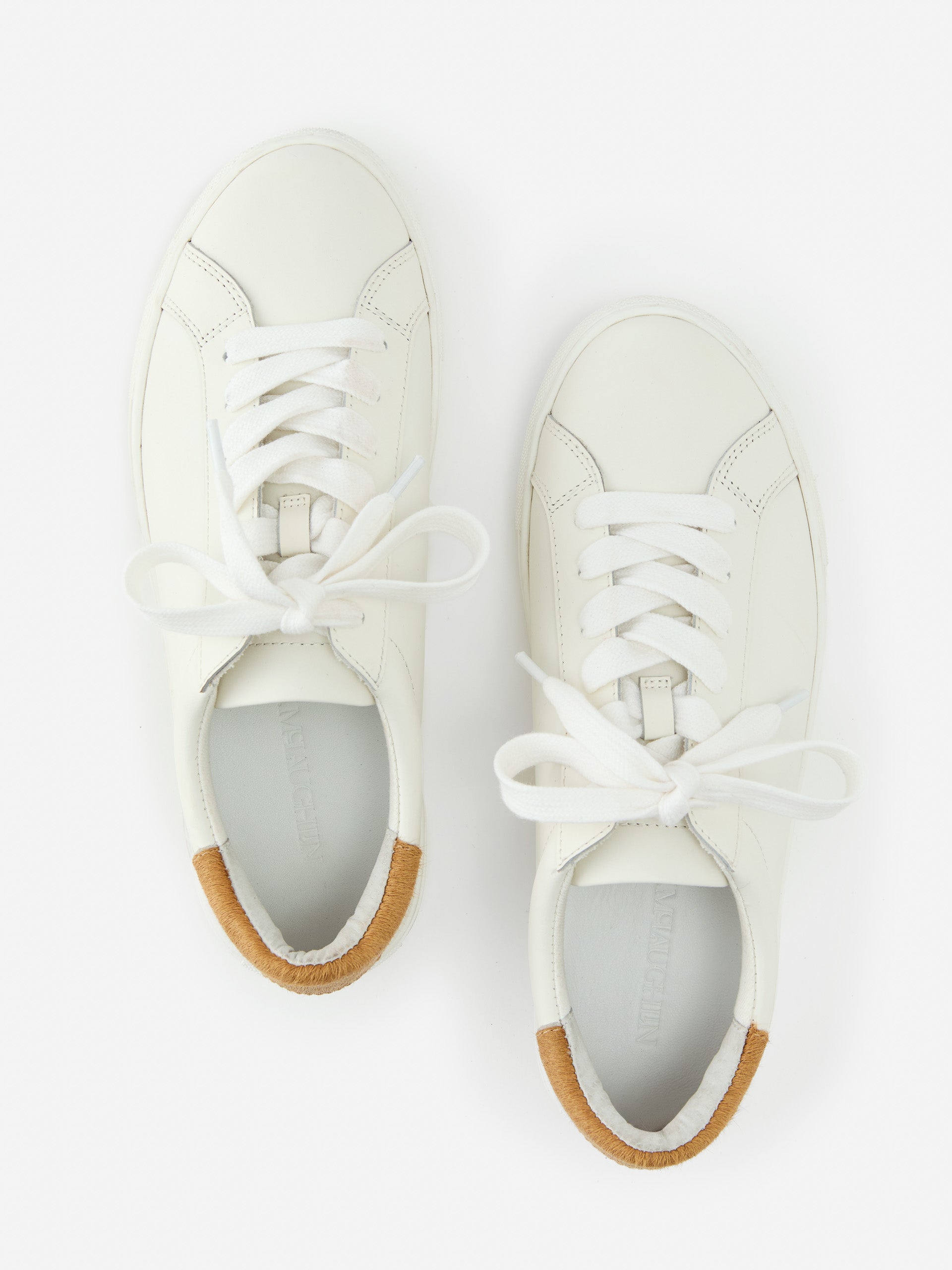 J.McLaughlin Angelique sneakers in white/light brown made with leather. 