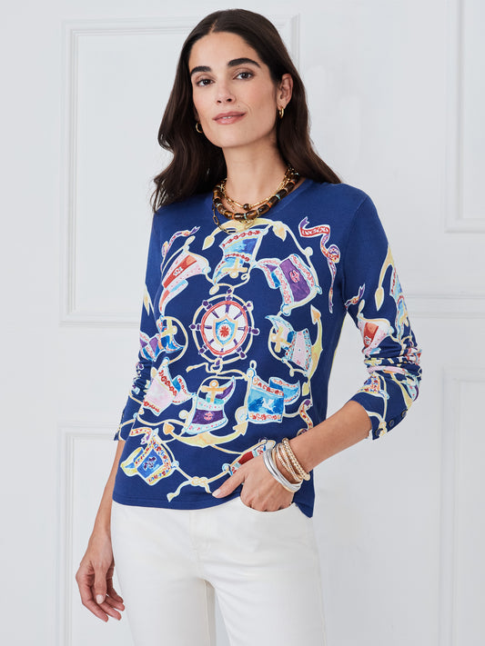 Anilee Sweater in Mini Nautical Pennant