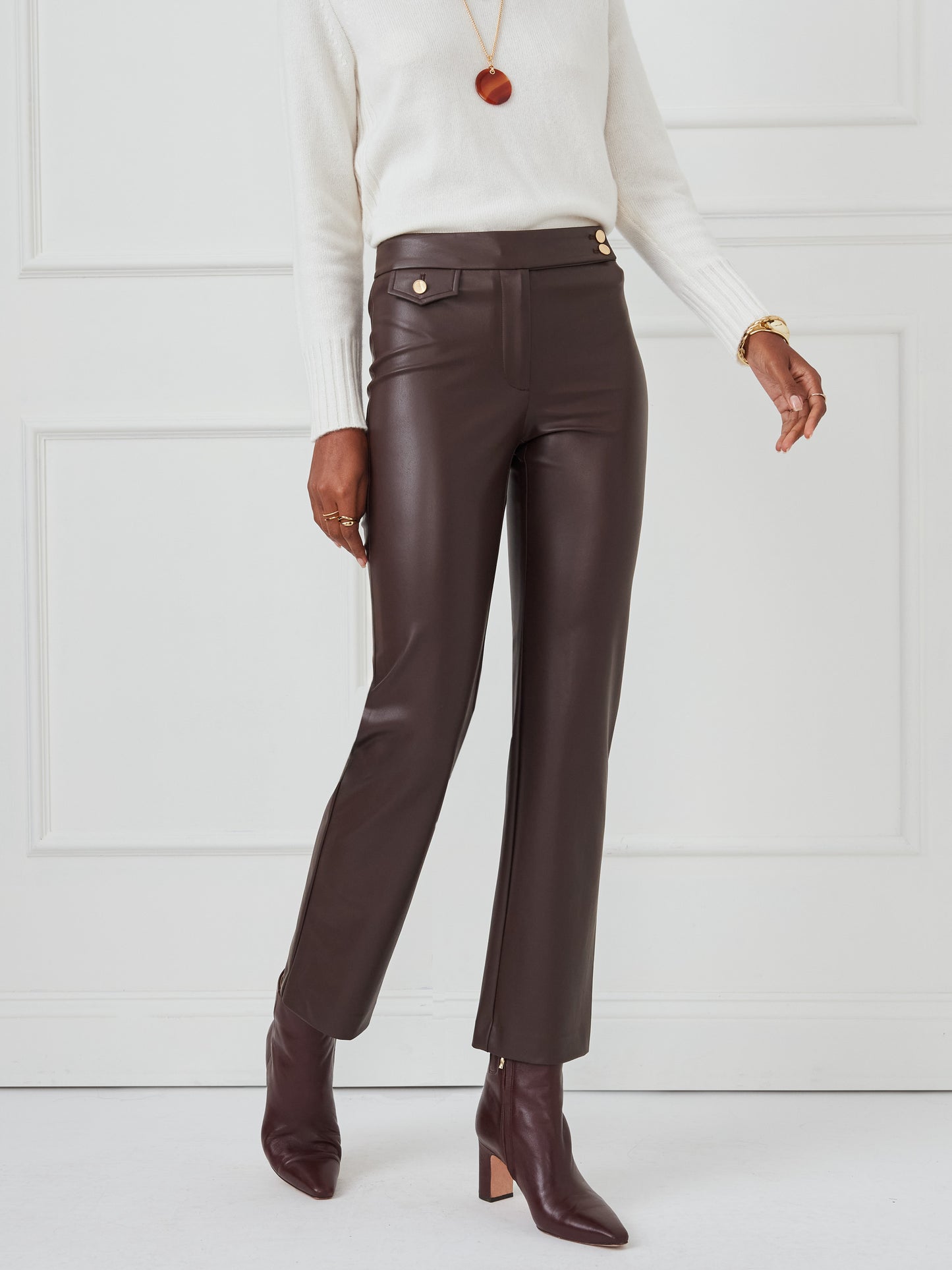 J.McLaughlin Anisa pants in dark brown made with polyurethane/nylon.